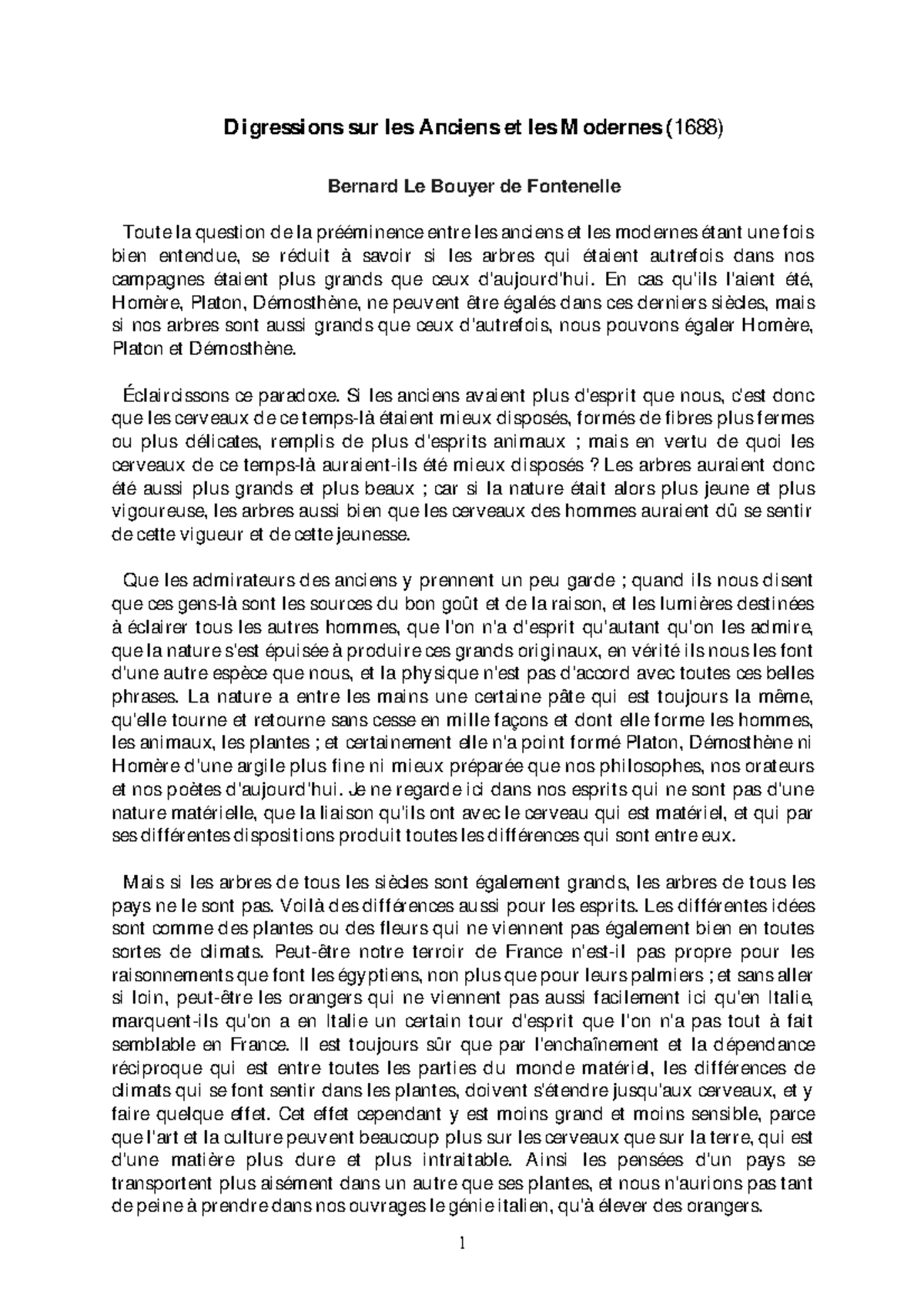 Fontenelle Digressions sur les anciens et les modernes - Digressions ...