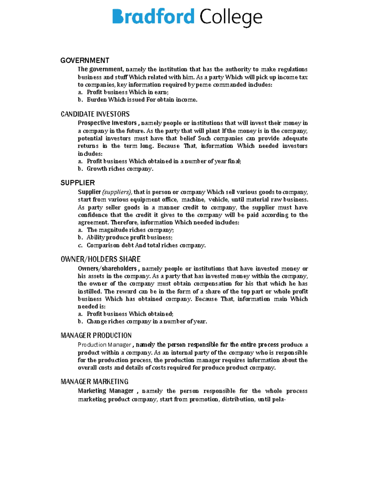 Student Notes In Bradford College- accounting-6 - GOVERNMENT The ...