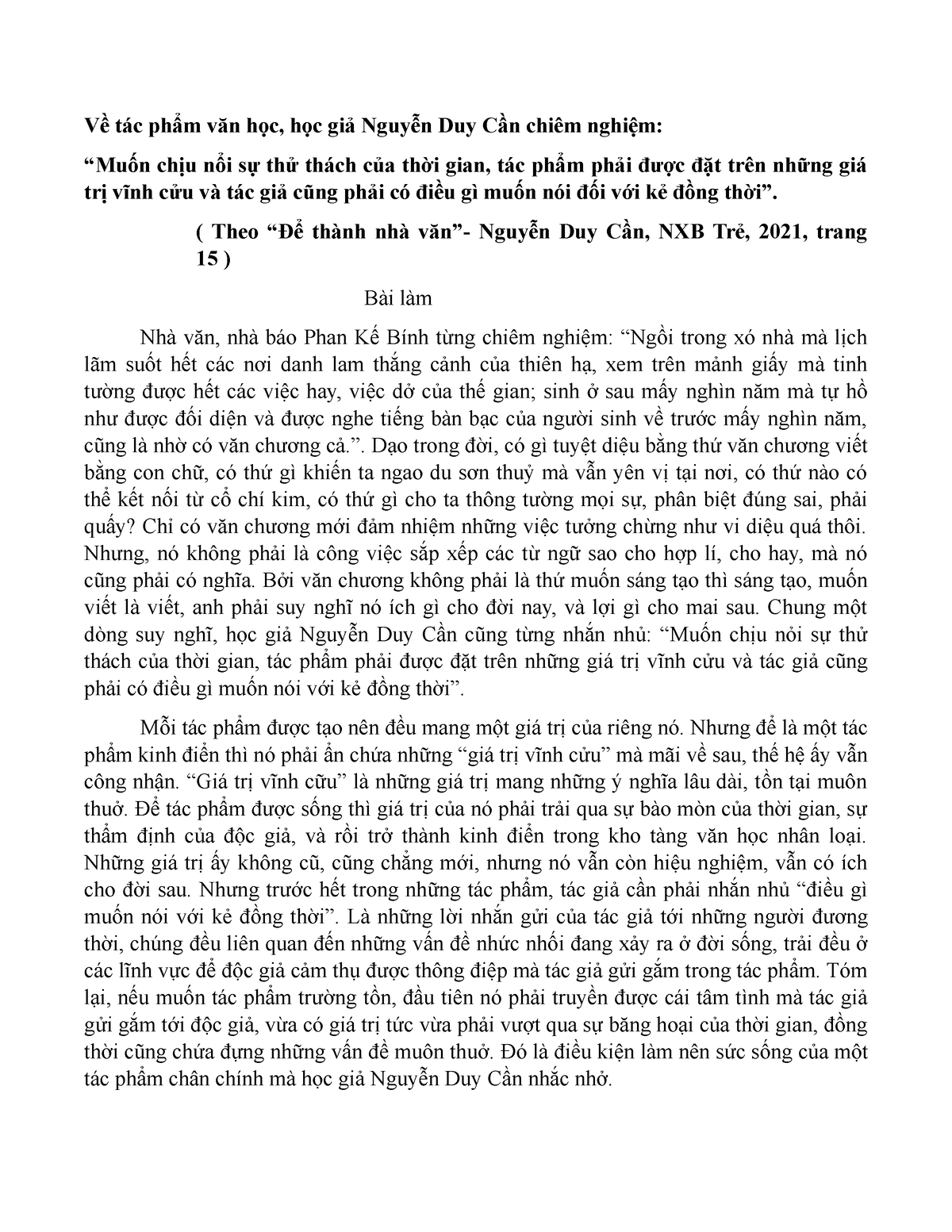 Sự Thử Thách Của Tgian Nlxh Về Tác Phẩm Văn Học Học Giả Nguyễn Duy Cần Chiêm Nghiệm “muốn 4770