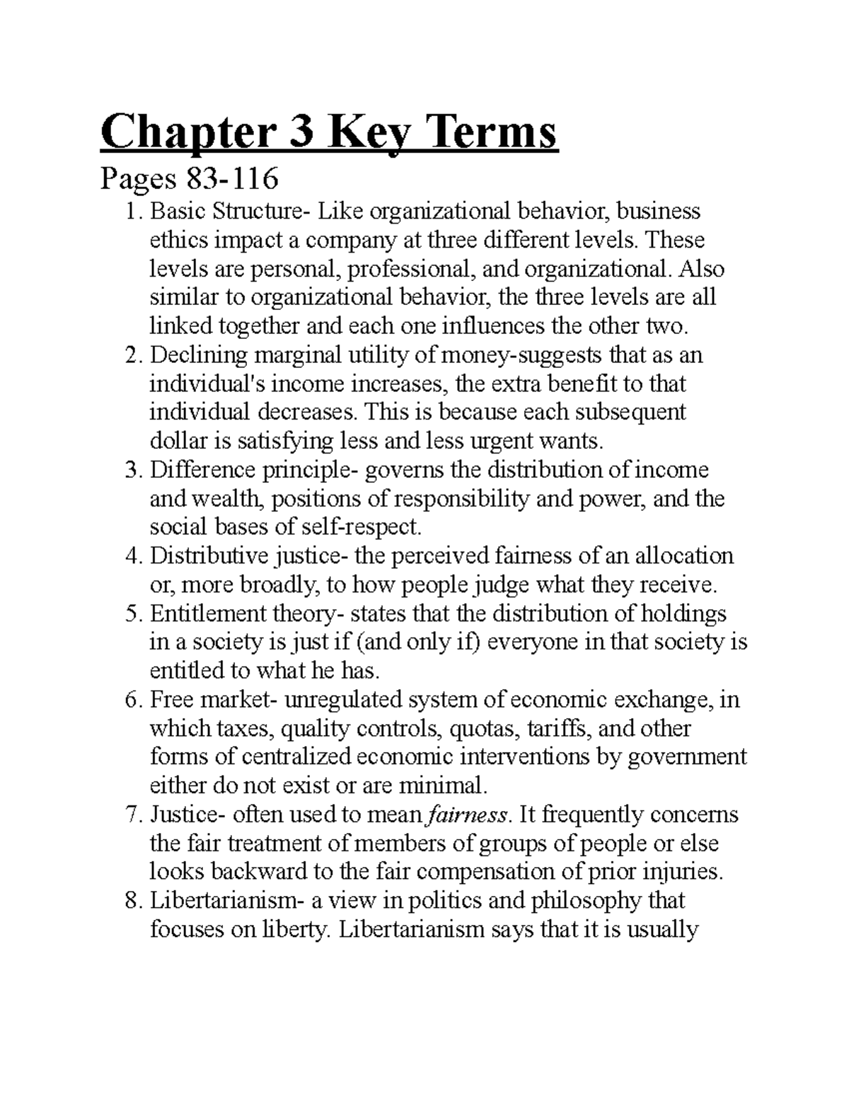 Chapter 3 Key Terms -Business Ethics - Chapter 3 Key Terms Pages 83 ...