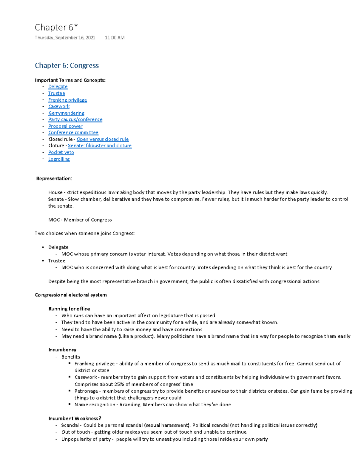 Pols 2305 Ch6 American Government Lecture Notes And Important Terms