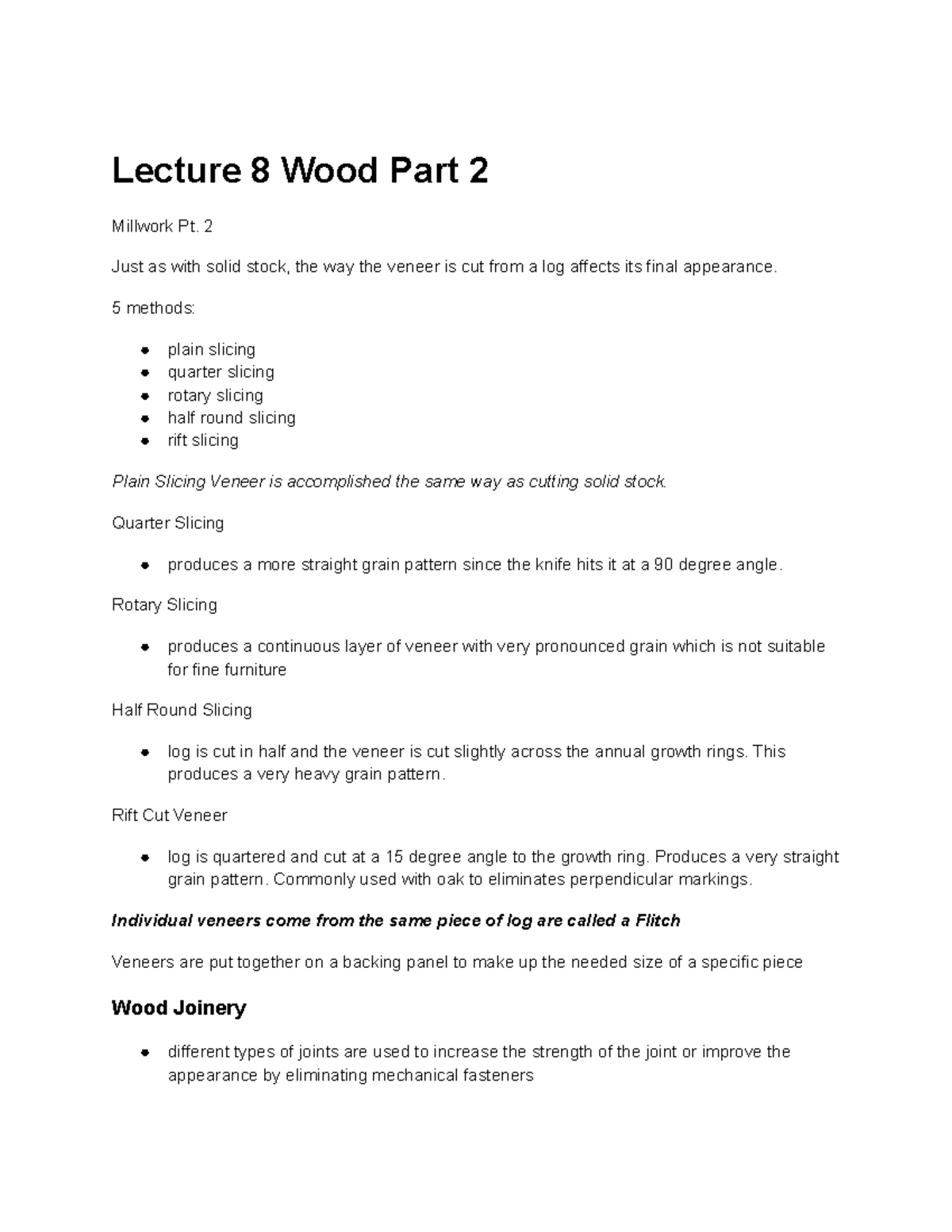 Lecture 8 Wood Part 2 - Lecture 8 Wood Part 2 Millwork Pt. 2 Just as