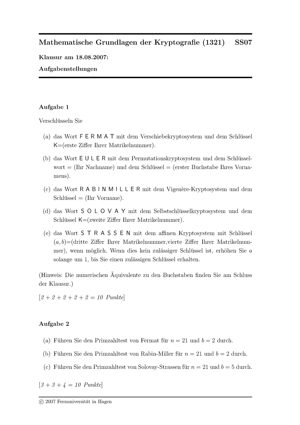 Mathematische Grundlagen Der Kryptografie: Klausur Vom 18.08.2007 ...