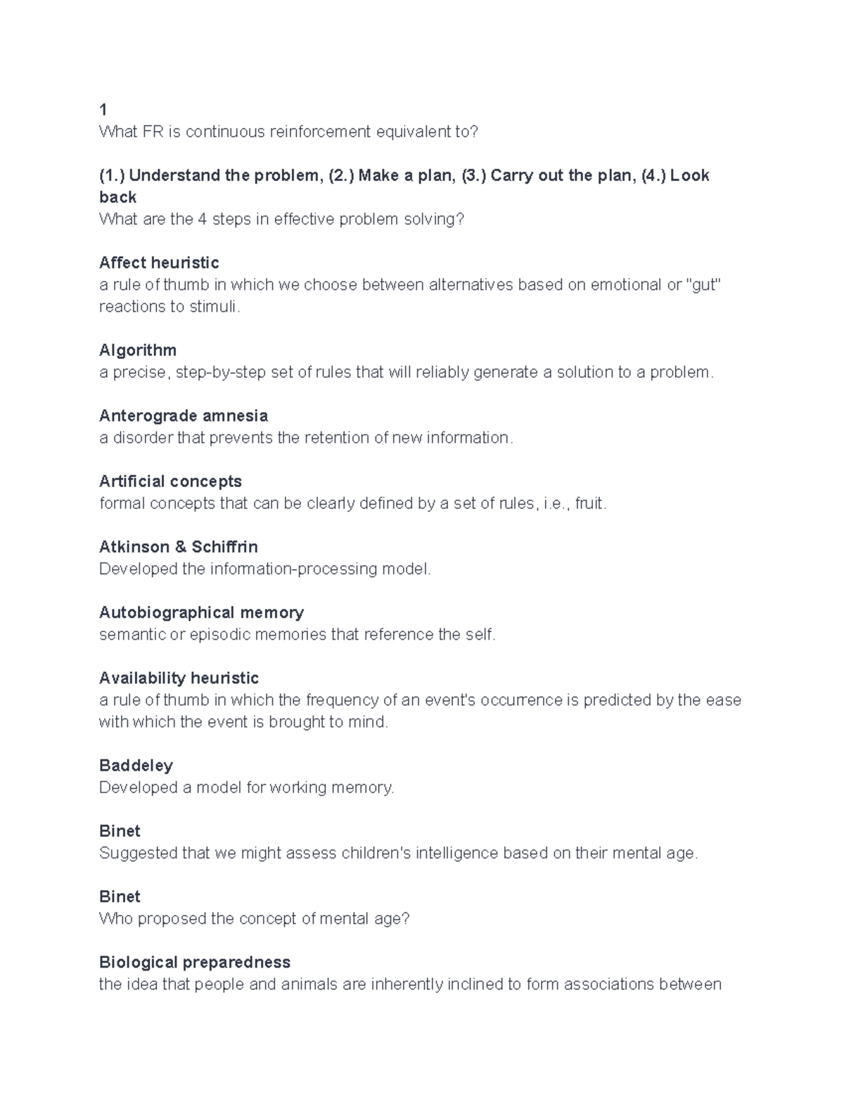 Psy 201 notes - university of Oregon course beginner psy 201 - 1 What ...