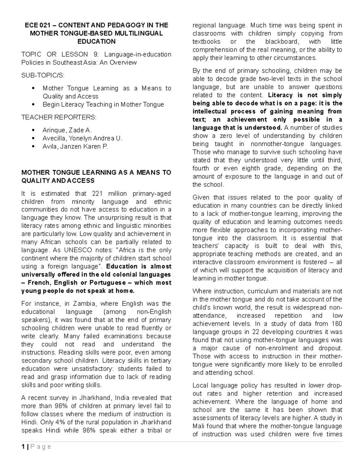 ECE 021 Module 9 - You can use this for your note taking. - ECE 021 ...