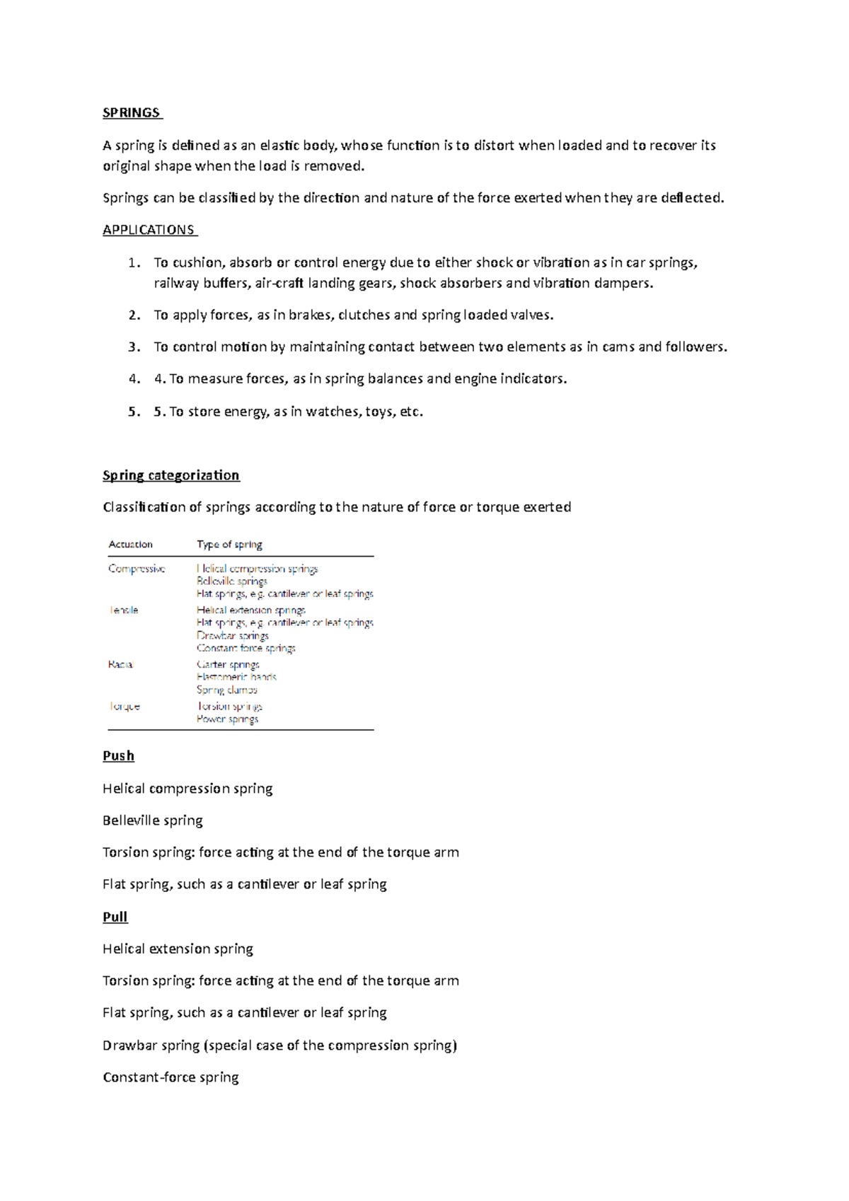 Springs document - SPRINGS A spring is defined as an elastic body ...
