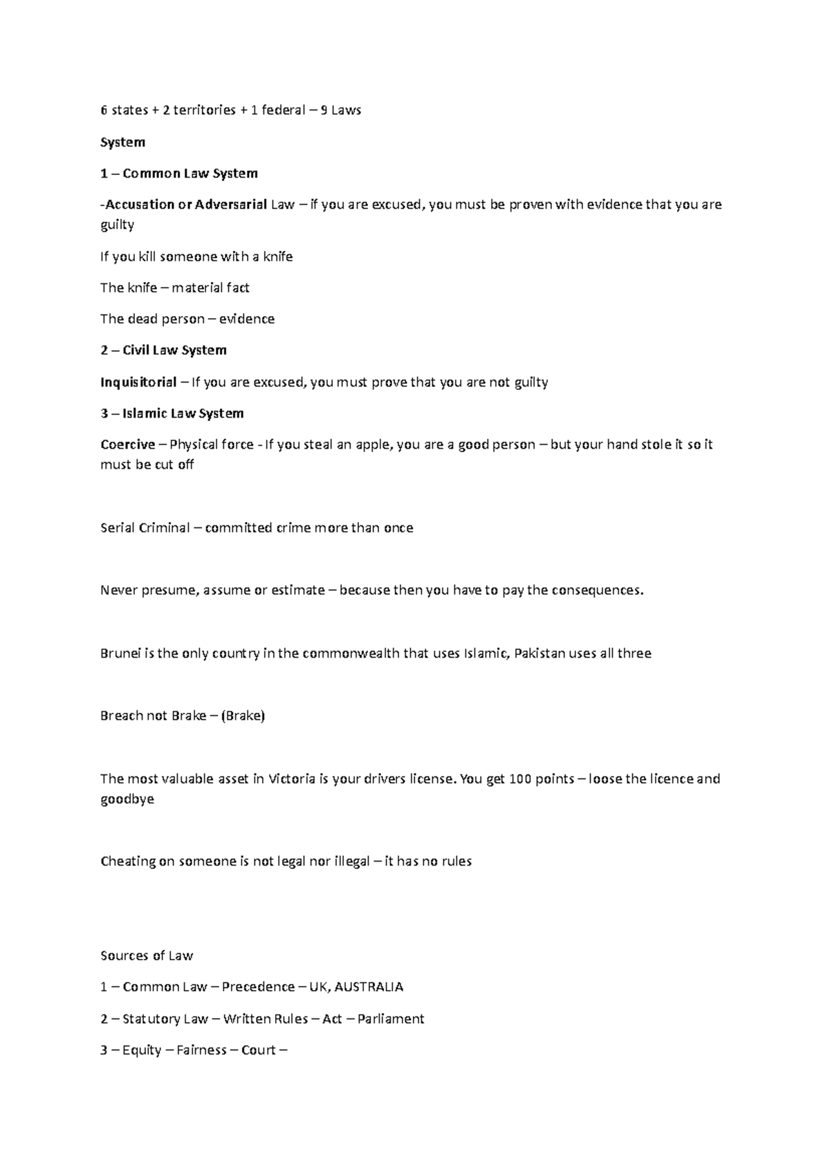 Business Law Class 1 Lecture 6 states + 2 territories + 1 federal