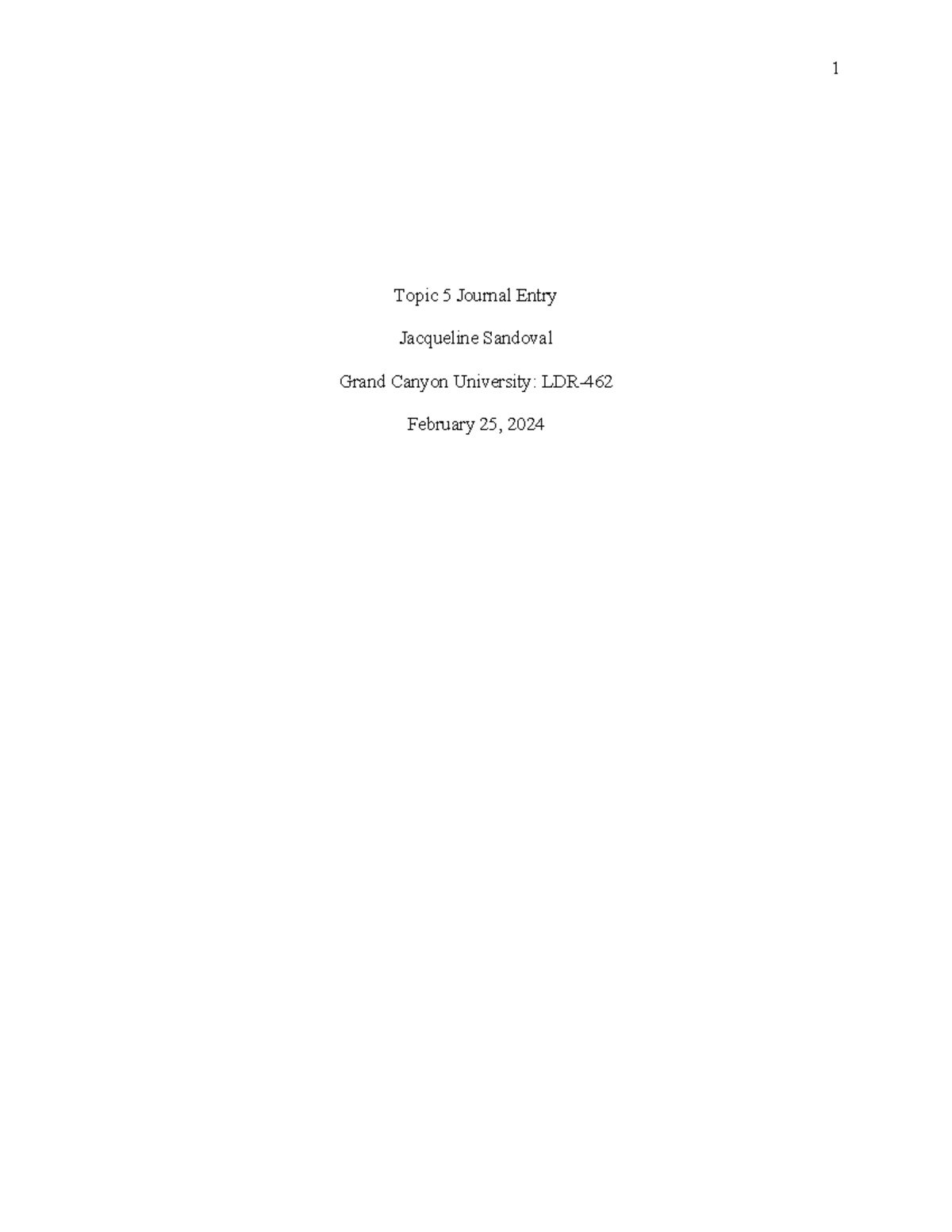 LDR-462 Topic 5 Journal Entry - Topic 5 Journal Entry Jacqueline ...