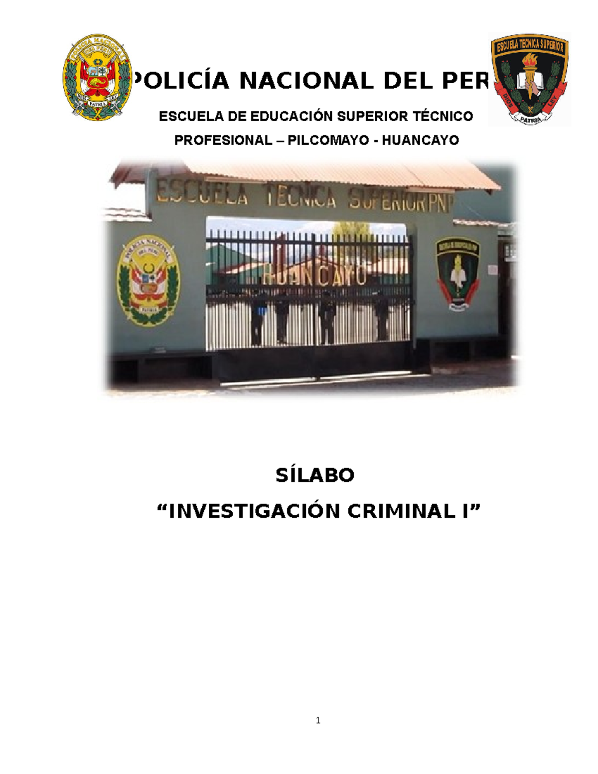 Silabo Investigacion Criminal EN LA PNP - POLICÍA NACIONAL DEL PERÚ ...