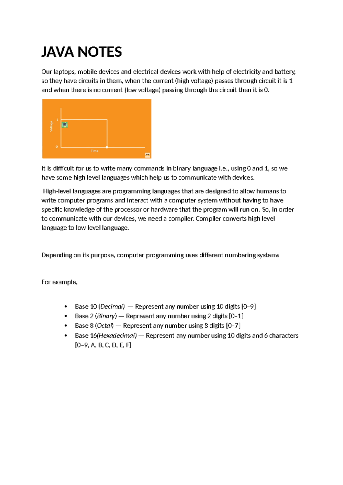 JAVA Notes - JAVA NOTES Our laptops, mobile devices and electrical ...