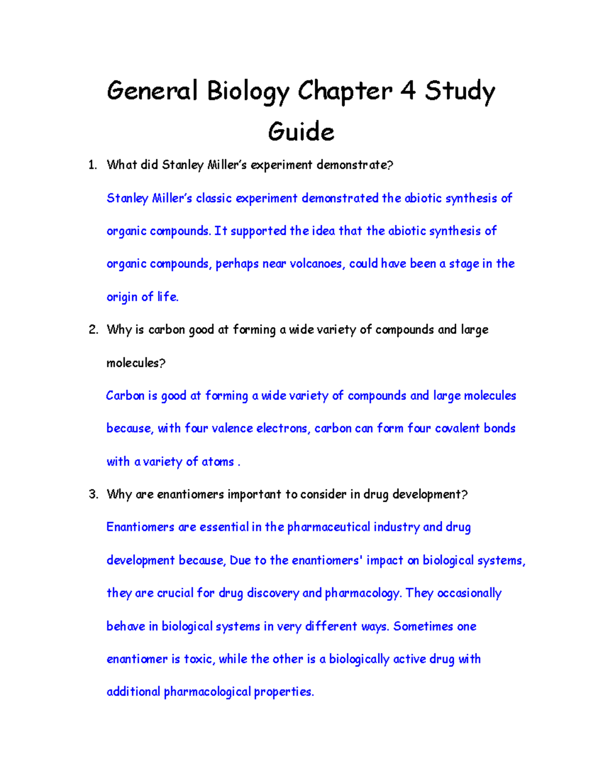 General Biology Chapter 4 Study Guide - General Biology Chapter 4 Study ...