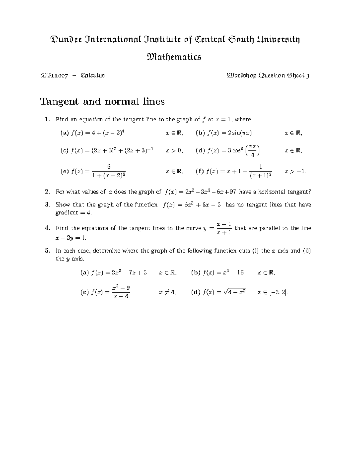 Workshop 3 question sheet - Dundee International Institute of Central ...