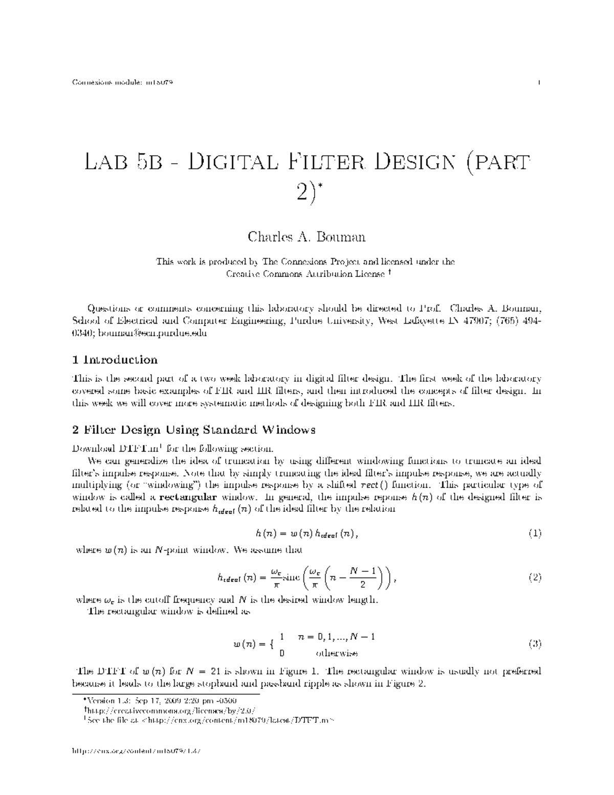 Lab 5b - Digital Filter Design (part - Connexions - Lab 5b - Digital ...