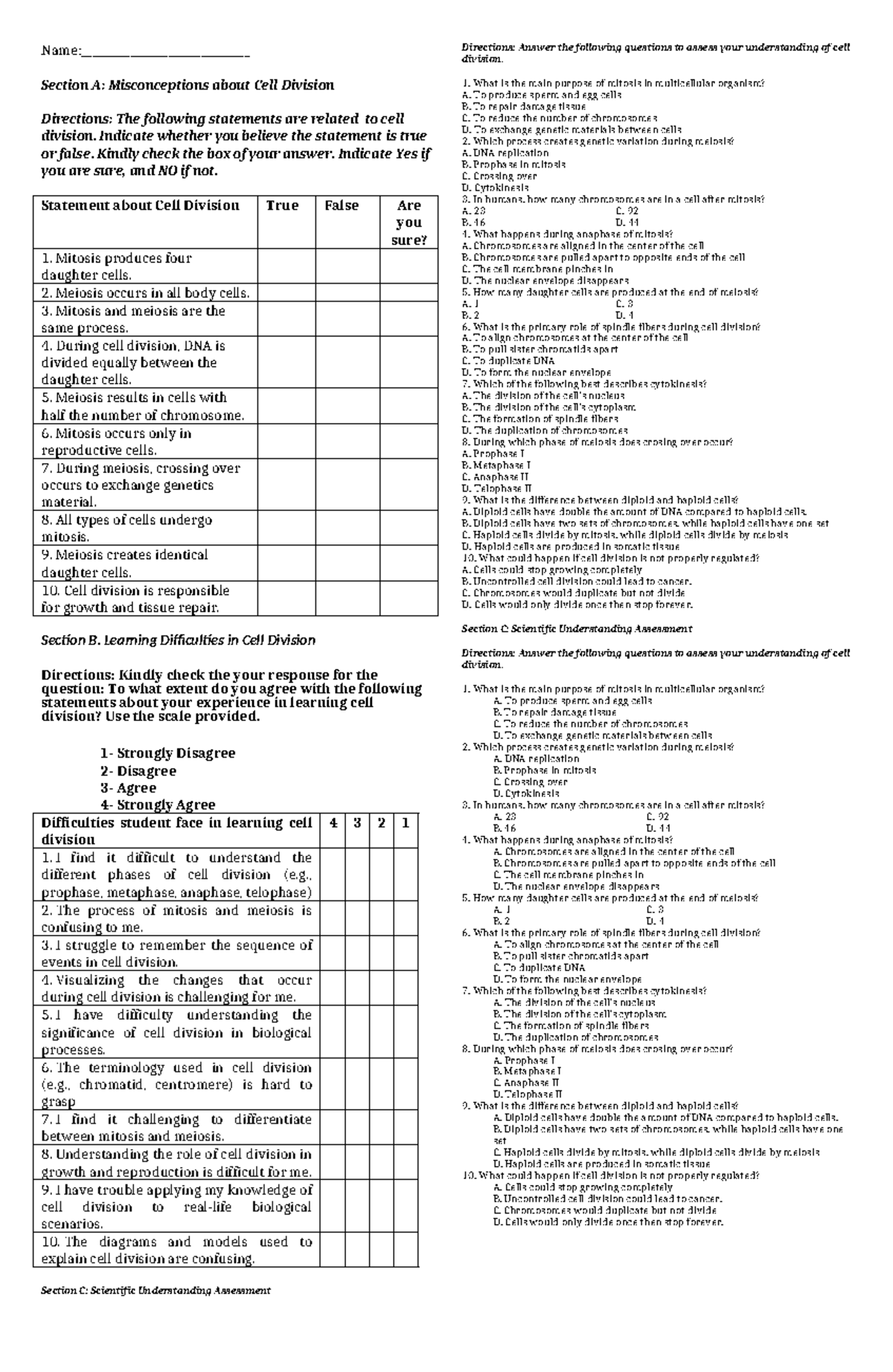 Questionnaire..... - Name:_______________________________ Section A ...