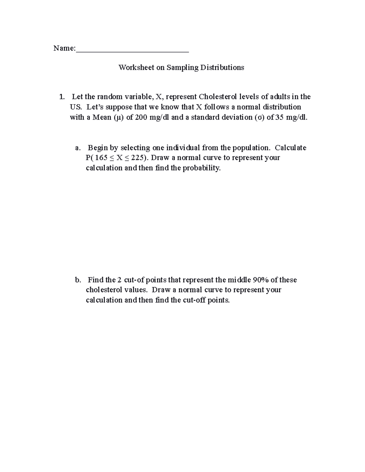 6 Sampling Distributions - Name:___________________________ Worksheet ...
