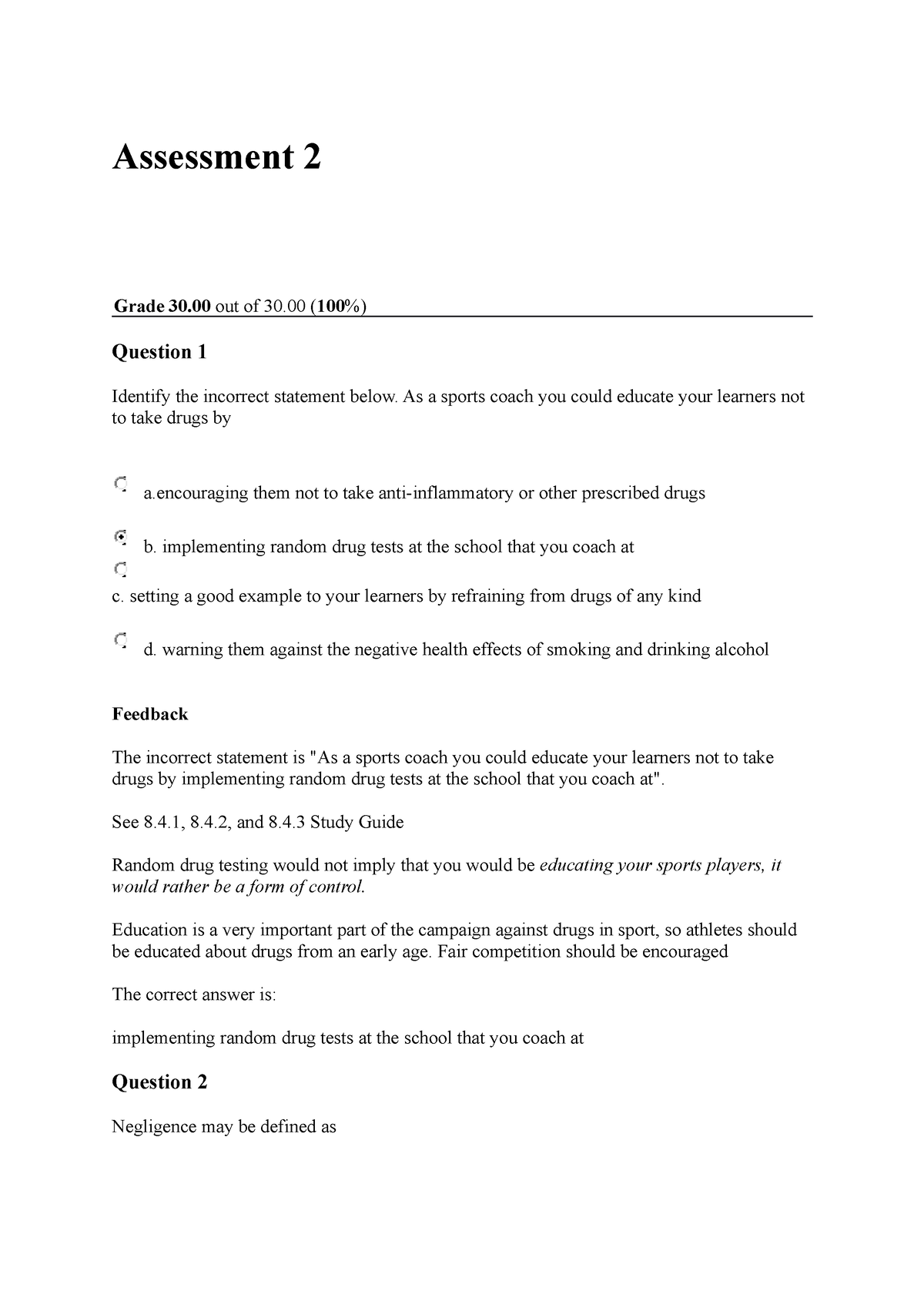 PES3701 Assessment 2 WITH MEMO MCQ - Assessment 2 Grade 30 out of 30 ...