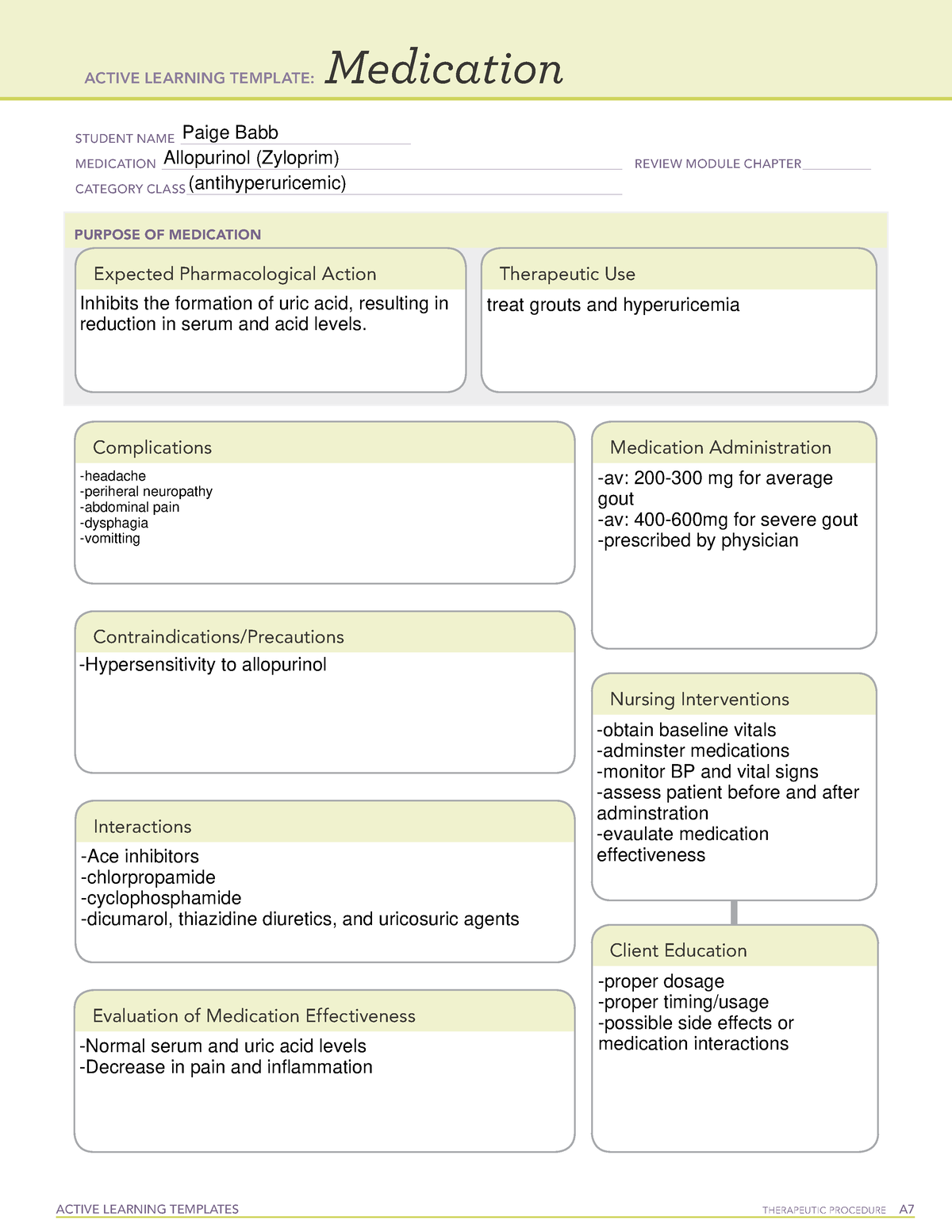 allopurinol-med-sheet-ati-medication-active-learning-templates