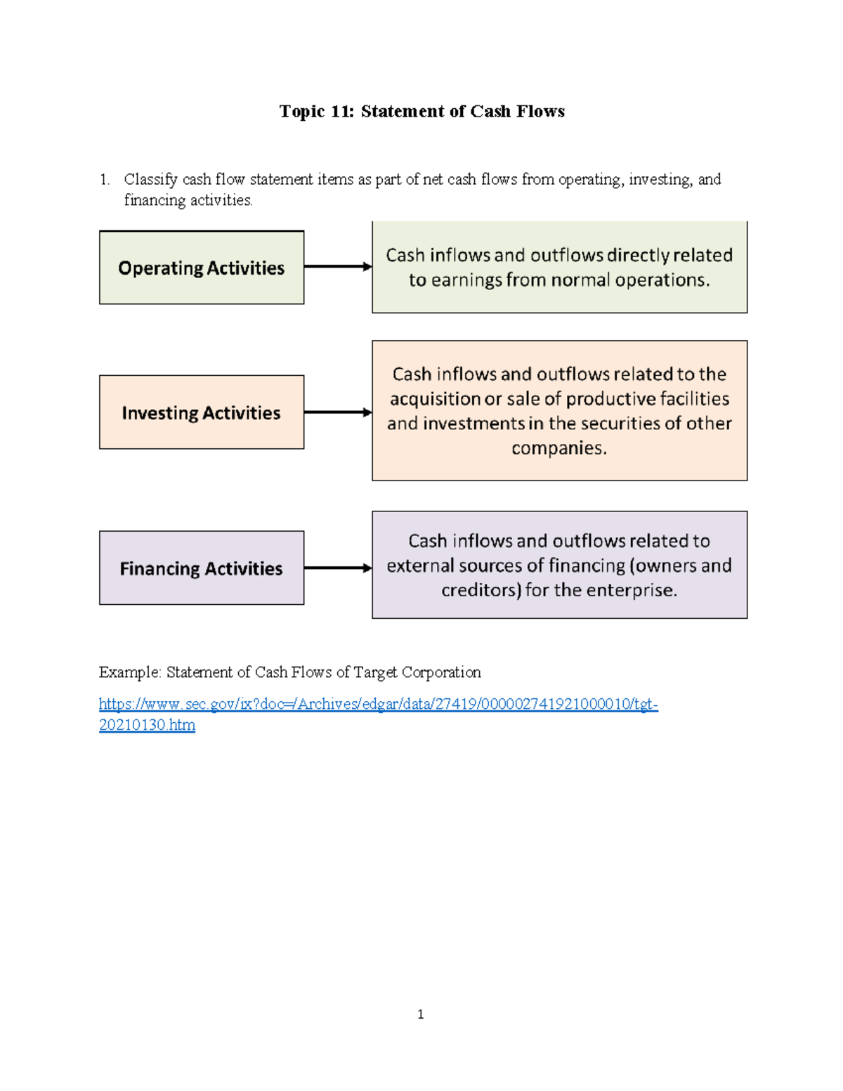 Topic 11 Statement of Cash Flows - Topic 11: Statement of Cash Flows ...