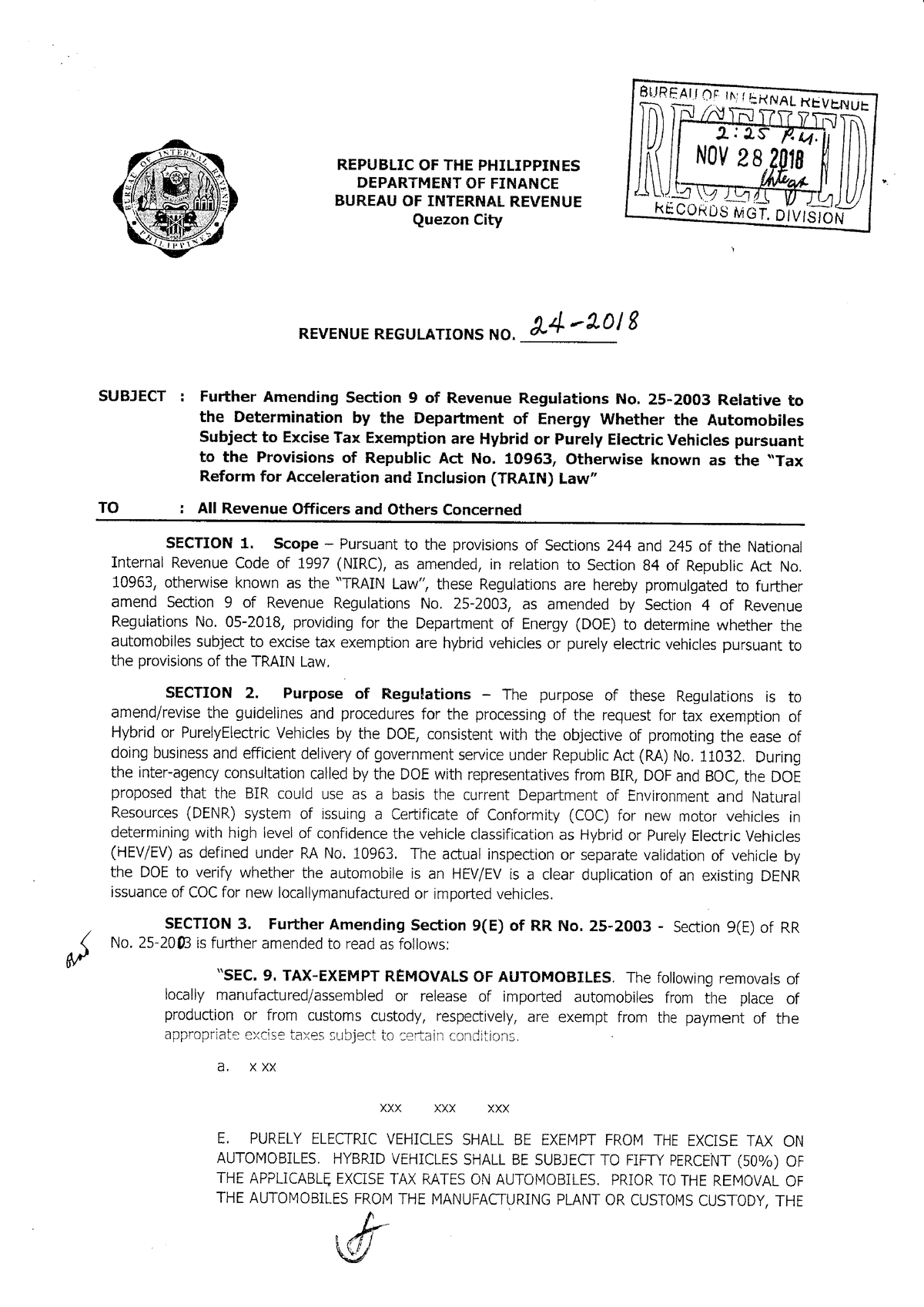 RR No 24-2018 - Revenue Memorandum Circulars - Relevant Topics For ...