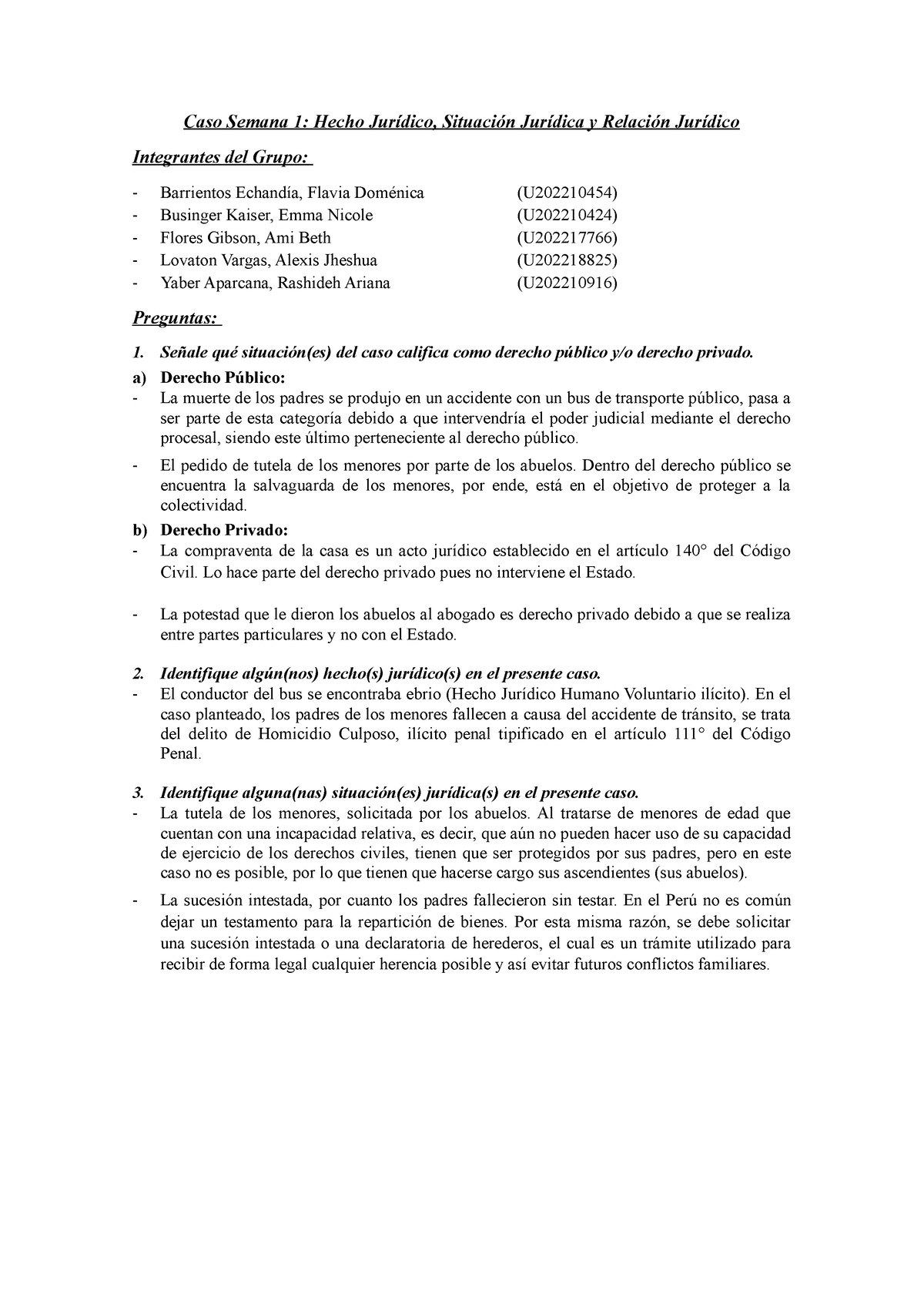 Caso Semana 1 Hecho Jurídico Situación Jurídica Y Relación Jurídico Caso Semana 1 Hecho 