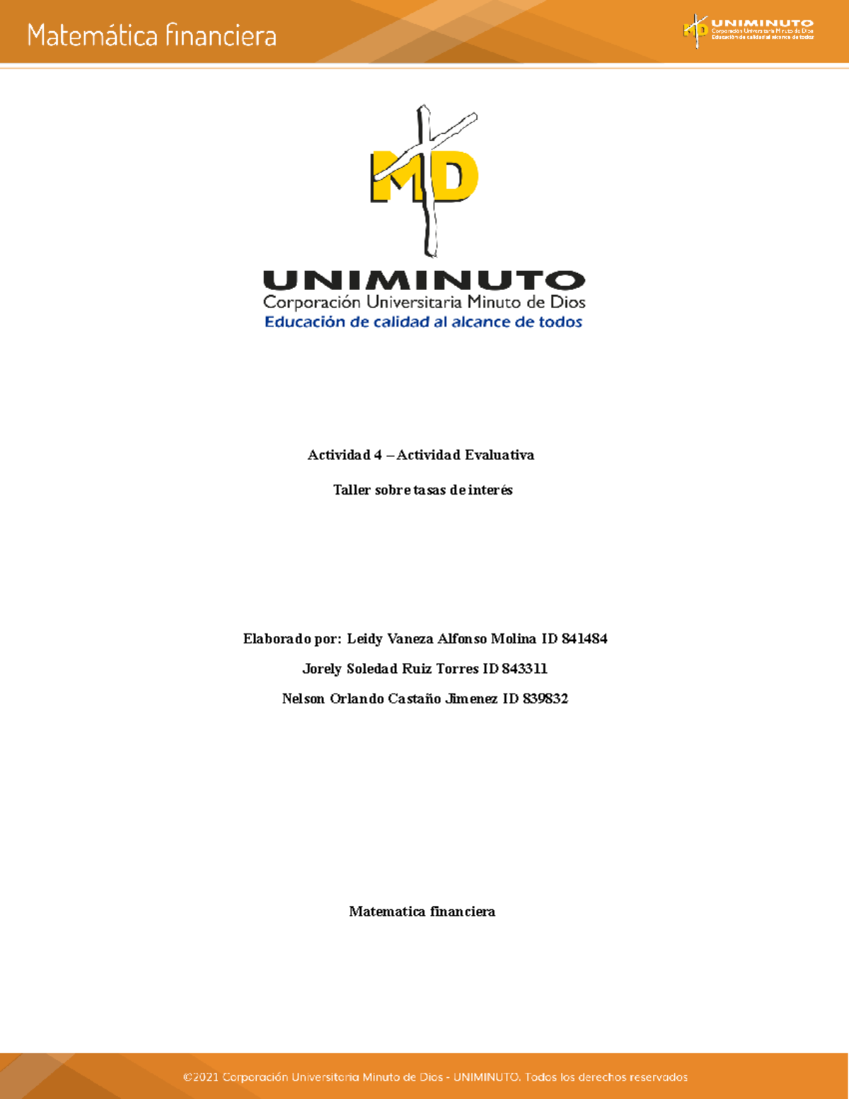 Actividad 4 - MATEMATICA FINANCIERA - Actividad 4 – Actividad ...