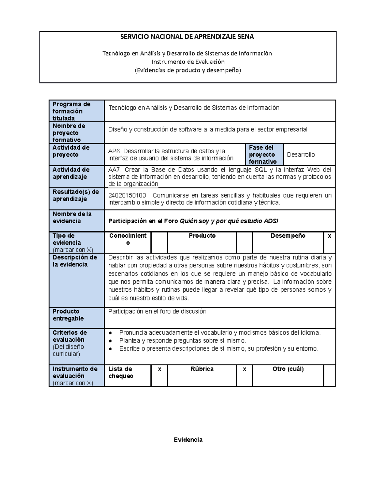 IE AP06 AA7 EV05 Ingles Foro Quien Soy Porque Estudio ADSI - Tecnólogo ...