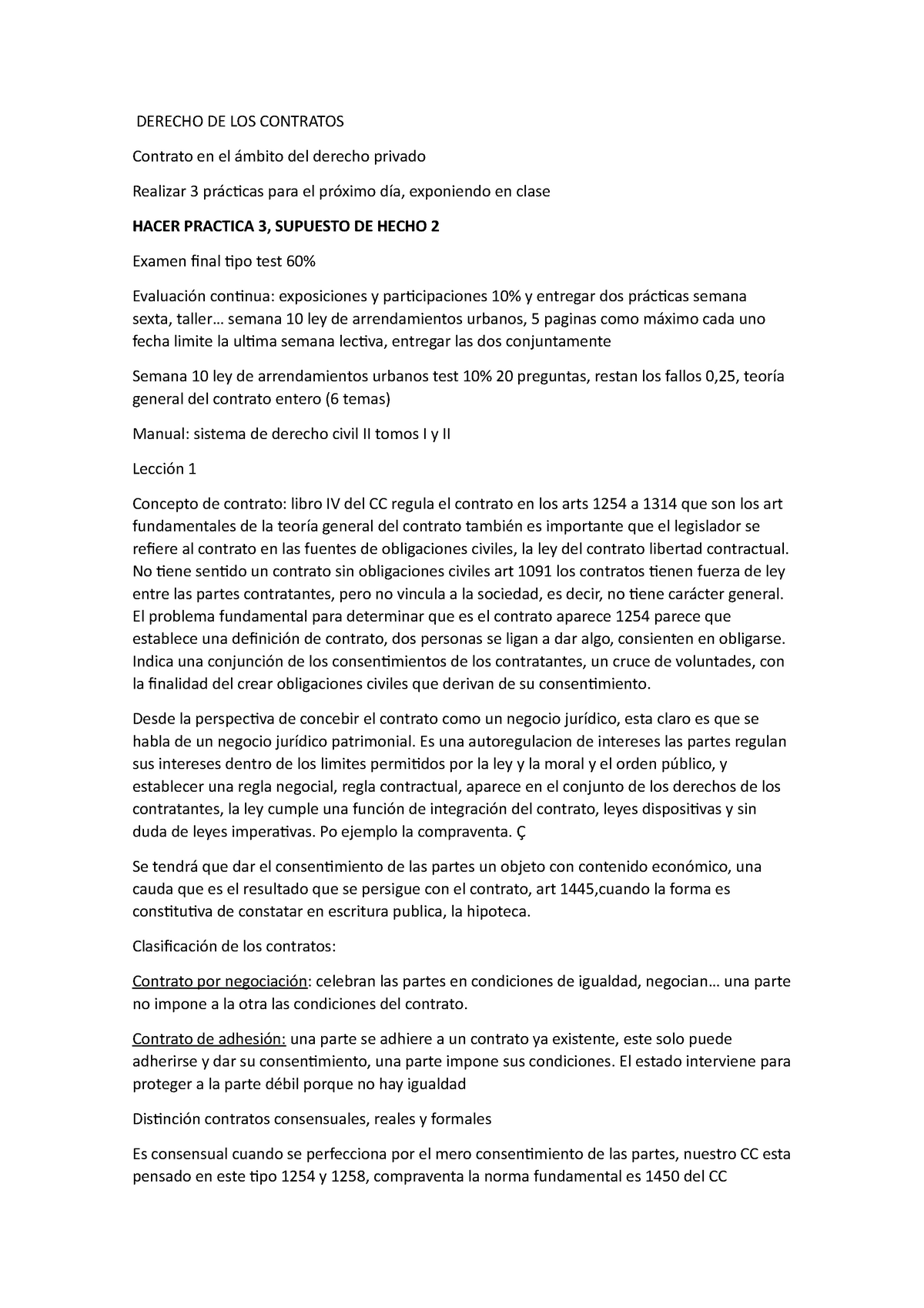 Leccion 1 Apuntes 1 Derecho De Los Contratos Contrato En El ámbito Del Derecho Privado 2998