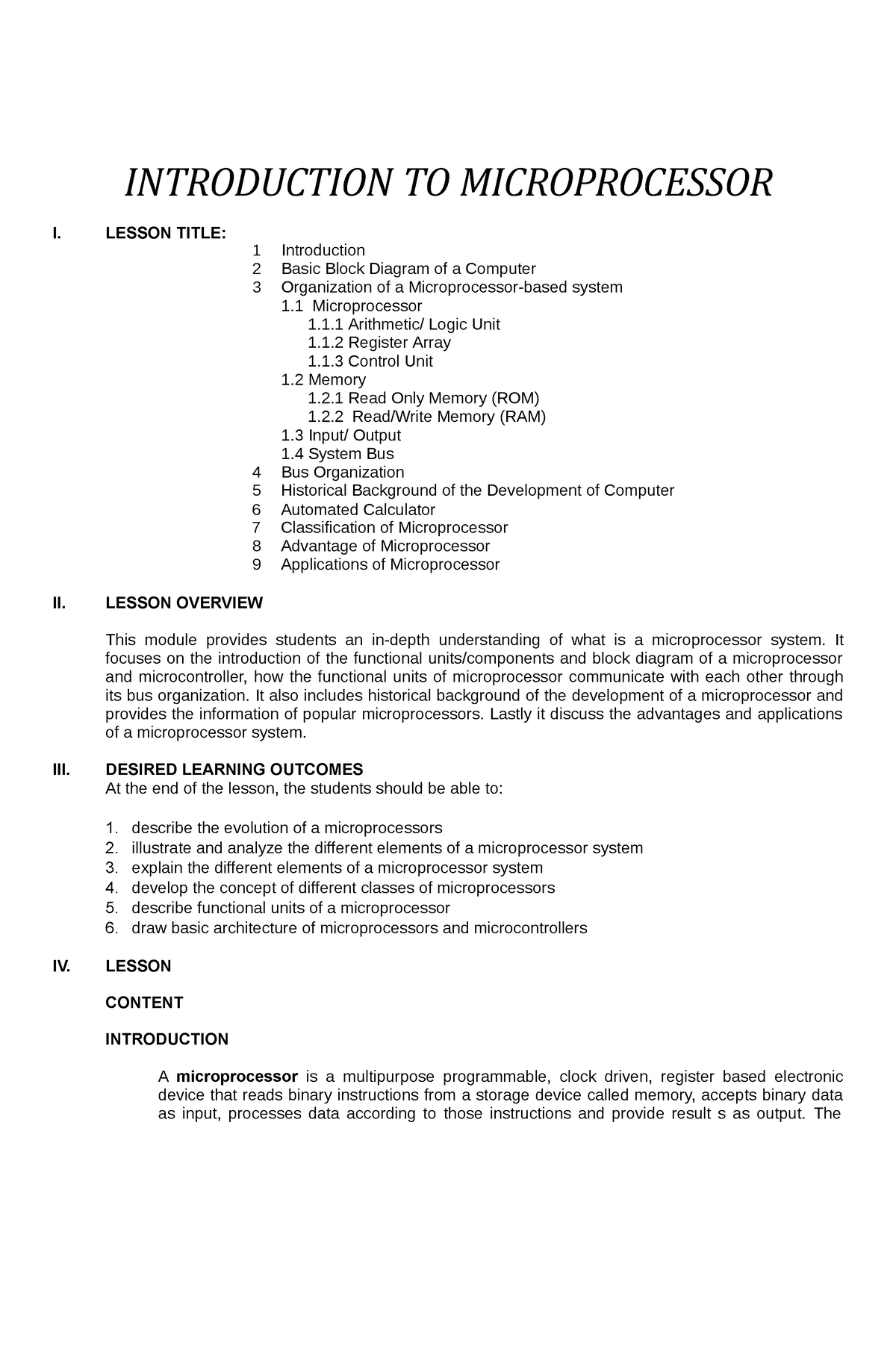 introduction of microprocessors essay