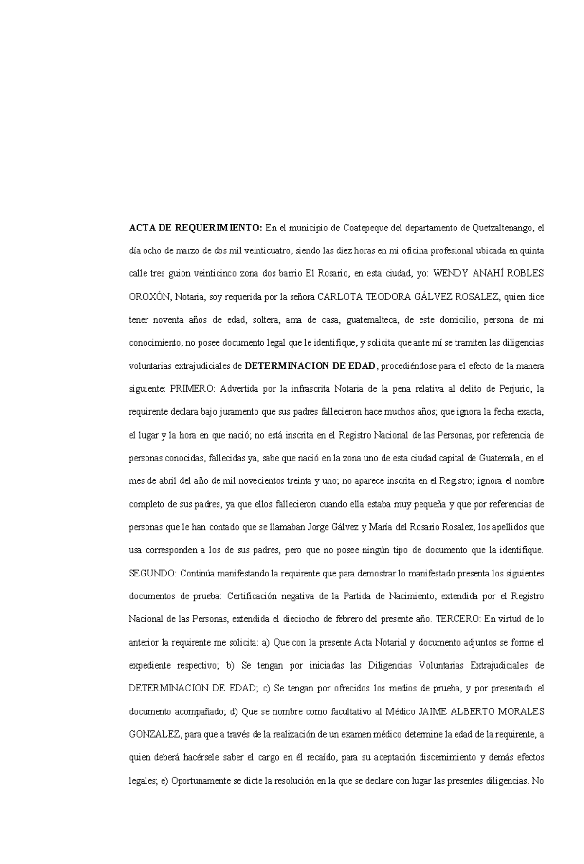 Proceso Determinacion De Edad Acta De Requerimiento En El Municipio