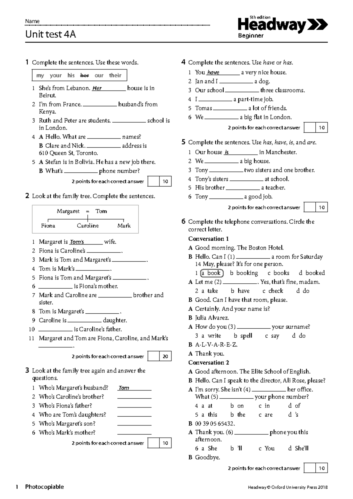 My - Headway Pre-Intermediate 5th Edition - Photocopiable Headway ...