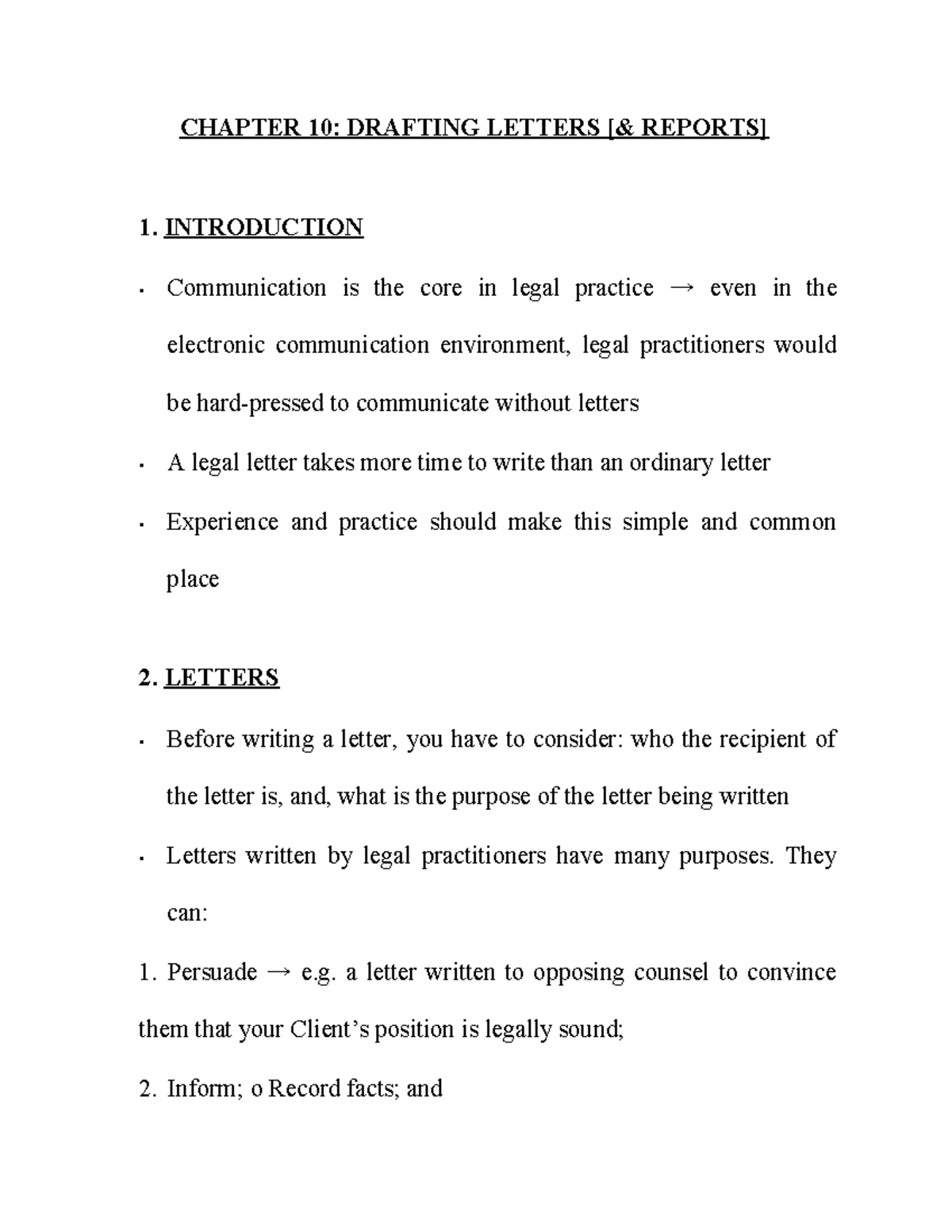 Drafting Letters AND Reports - CHAPTER 10: DRAFTING LETTERS [& REPORTS ...