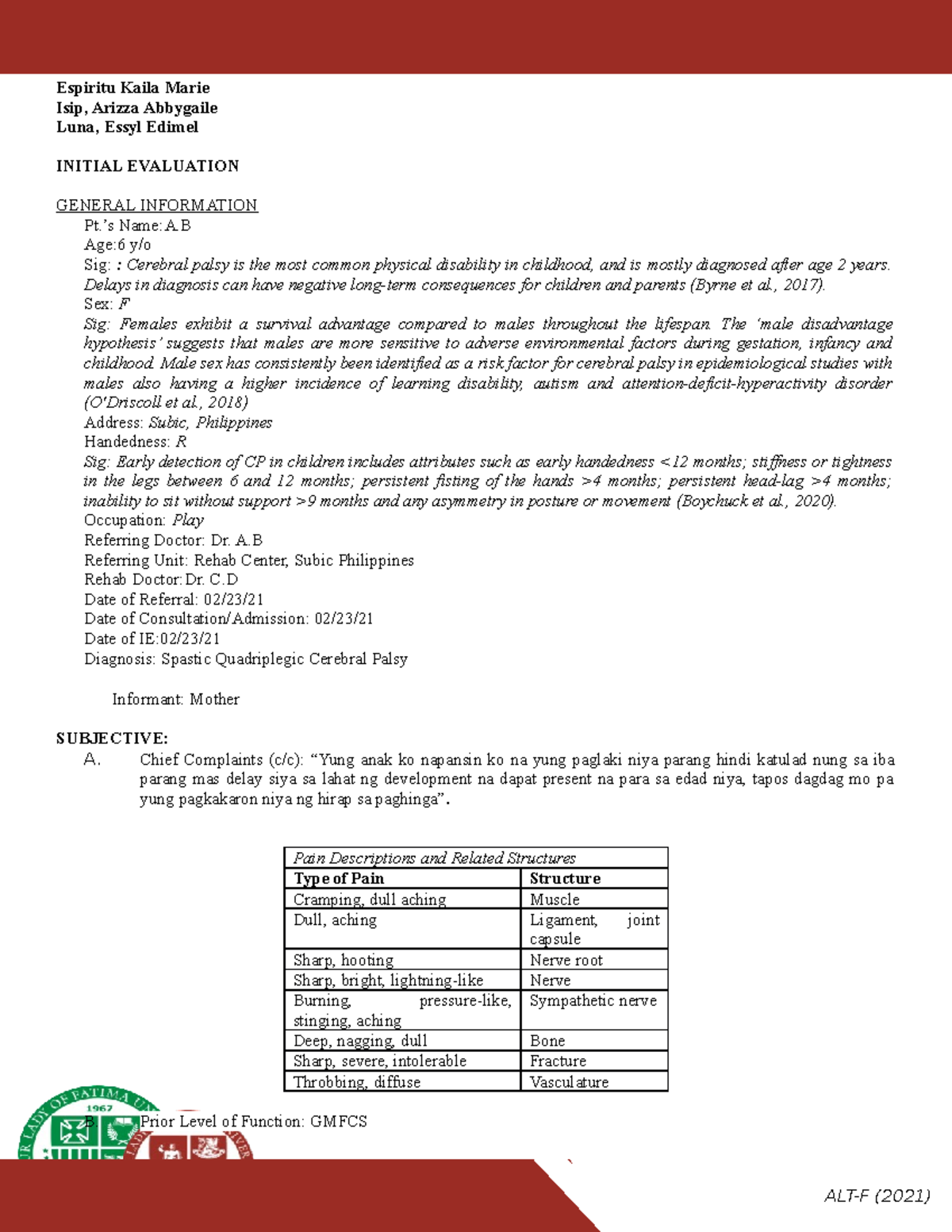 Group 2 Pedia PT CD - Lecture notes 9 - Espiritu Kaila Marie Isip ...