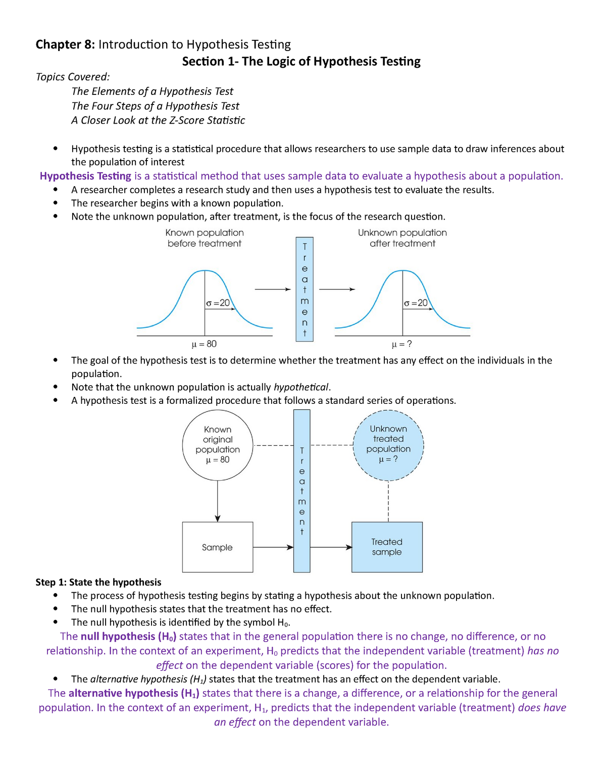 Chapter 8 Introduction To Hypothesis Testing Studocu