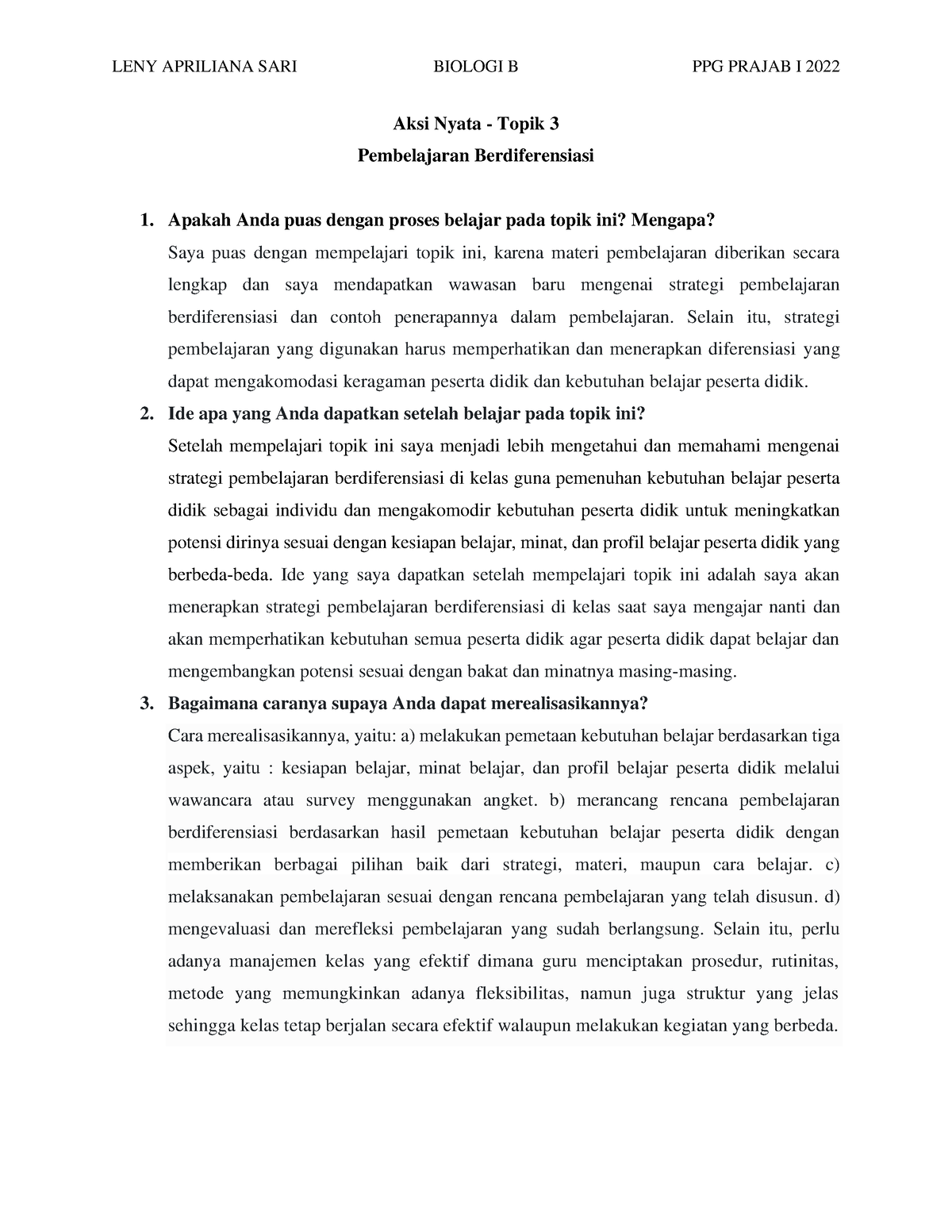 Aksi Nyata Pembelajaran Berdiferensiasi Topik 3 - LENY APRILIANA SARI ...