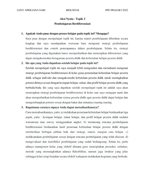 AKSI Nyata Topik 4 Pembelajaran Berdiferensiasi AKSI NYATA TOPIK 4