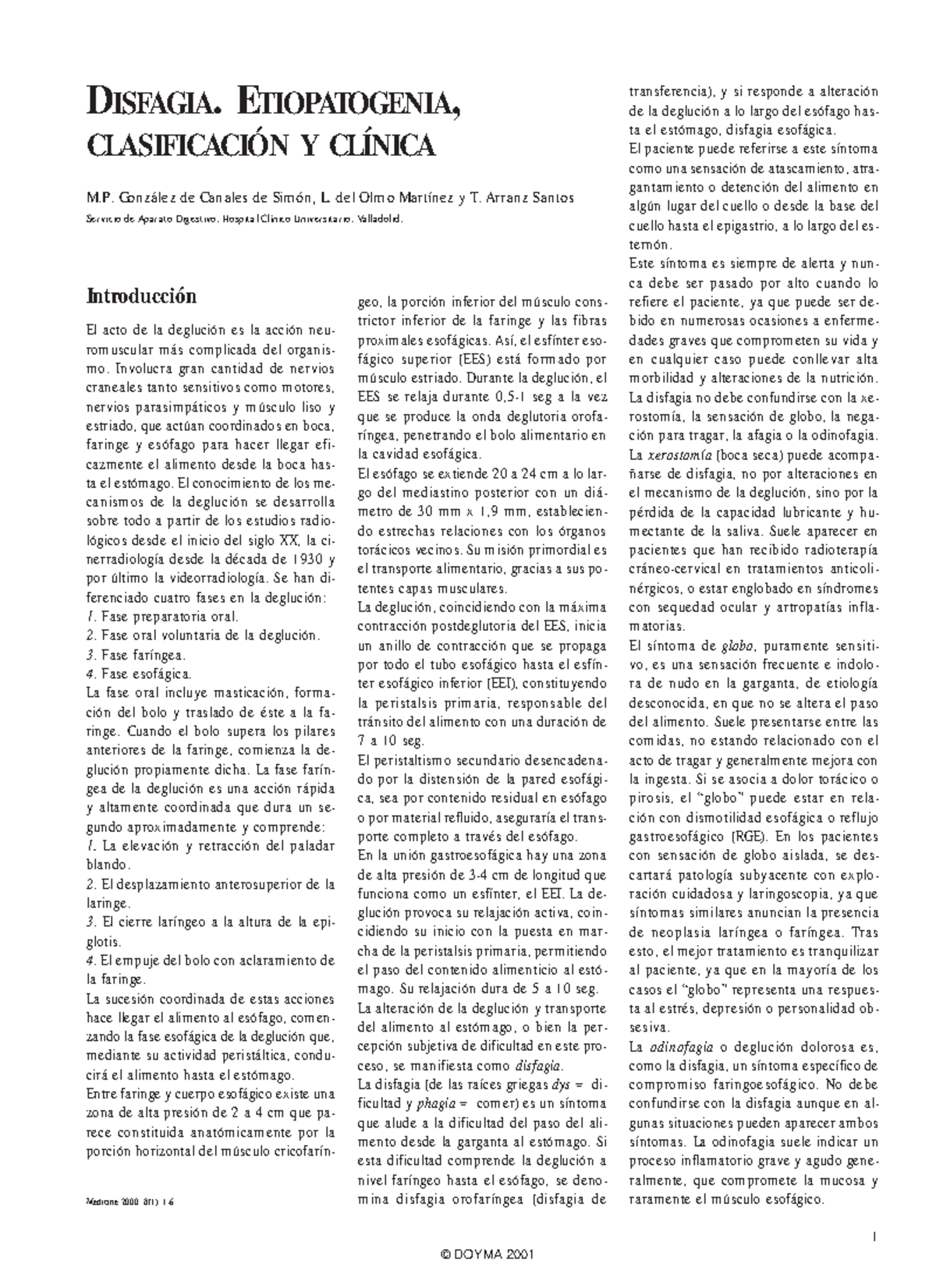 Disfagia Etiopatogenia Clasificacion Y Clinica Studocu