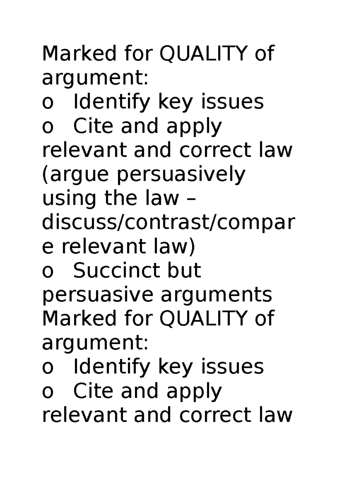 Contracts 1 - Exam Revision - Marked For QUALITY Of Argument: O ...