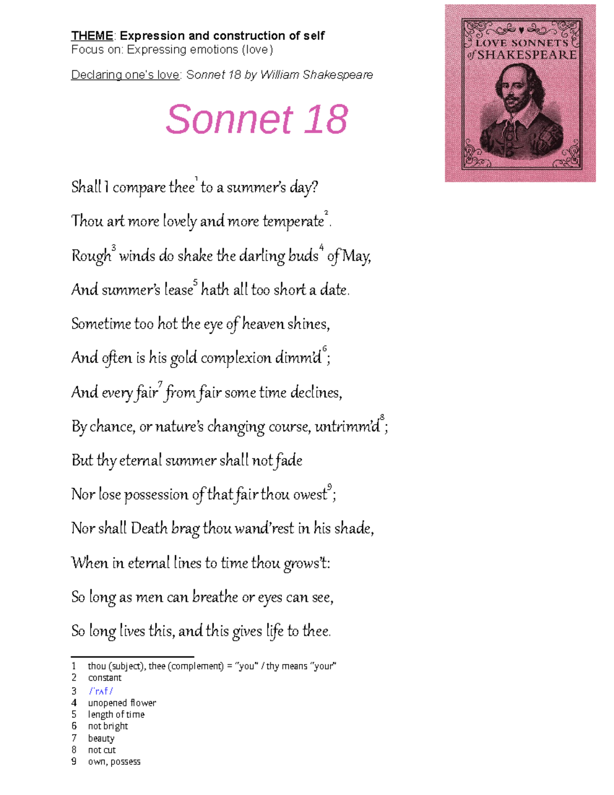 Sonnet 18 Students Ws Nul Lingua Inglese Uniparthenope Studocu