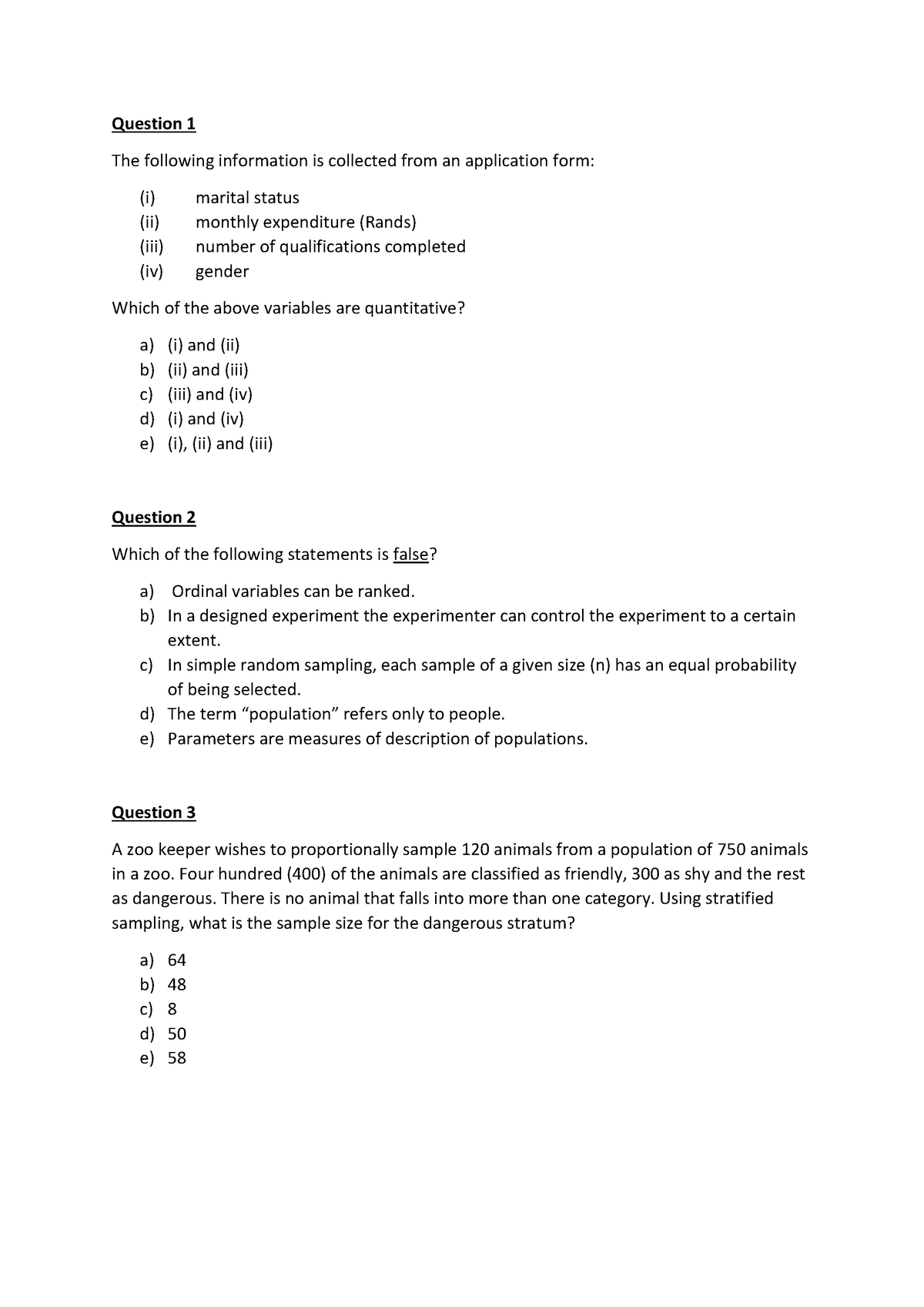 2016 sem2 test 1 - N/A - The following information is collected from an ...