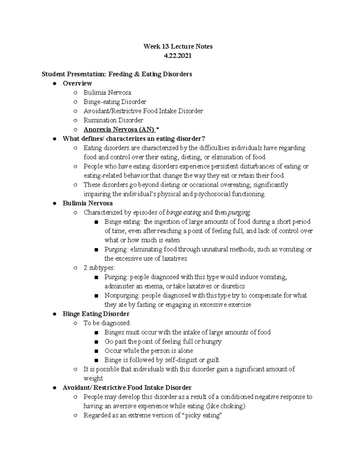 2021-PSYC 250-lecture notes 12 - Week 13 Lecture Notes 4. Student ...