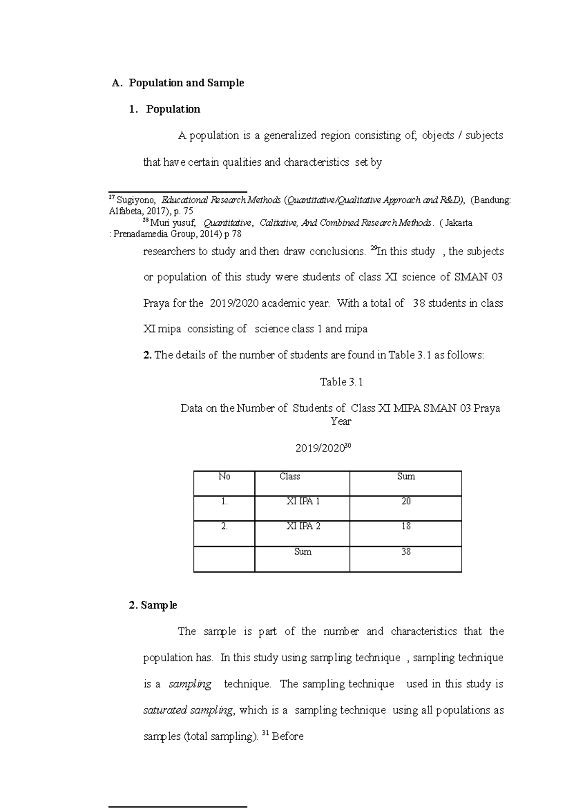 Population and Sample - A. Population and Sample 1. Population A ...