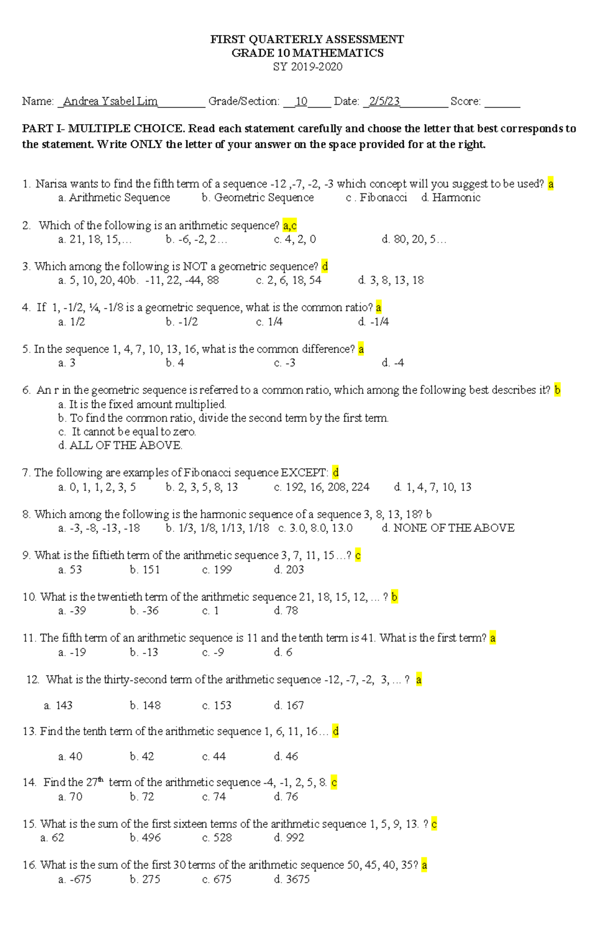 1st Periodic Test - Math 10 - FIRST QUARTERLY ASSESSMENT GRADE 10 ...