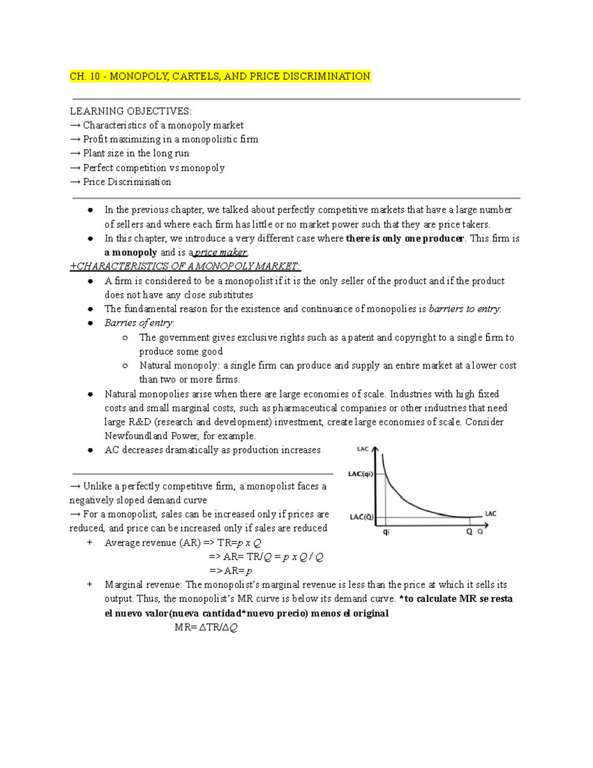 CH 10 MONOPOLY, CARTELS, AND PRICE DISCRIMINATION CH. 10 MONOPOLY