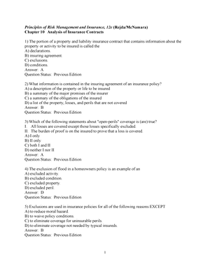 Chapter 1 - Testbank - Principles Of Risk Management And Insurance, 12e ...