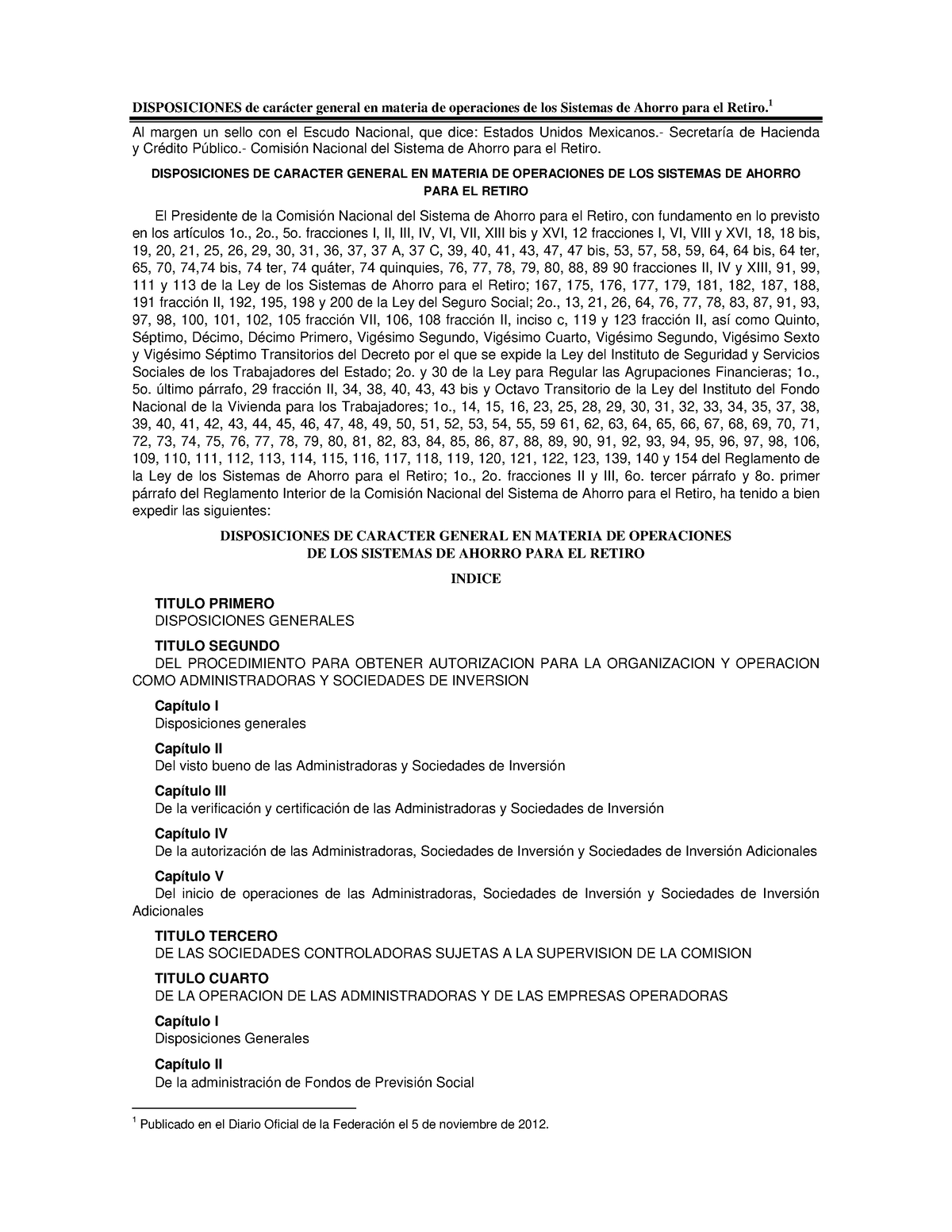 Disposiciones De Caracter General En Materia De Operaciones Del Sar Disposiciones De Carácter 4964