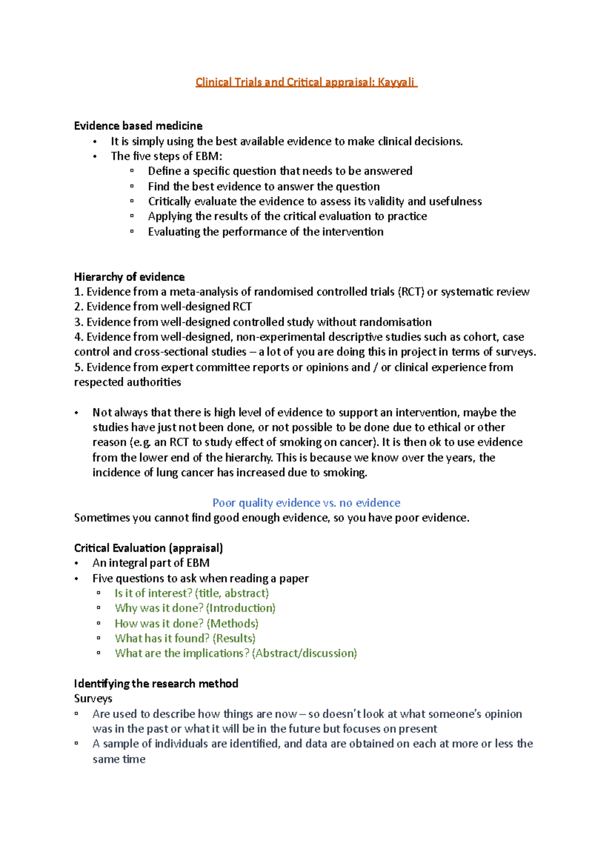 Clinical Trials and Critical appraisal - The five steps of EBM: Define ...