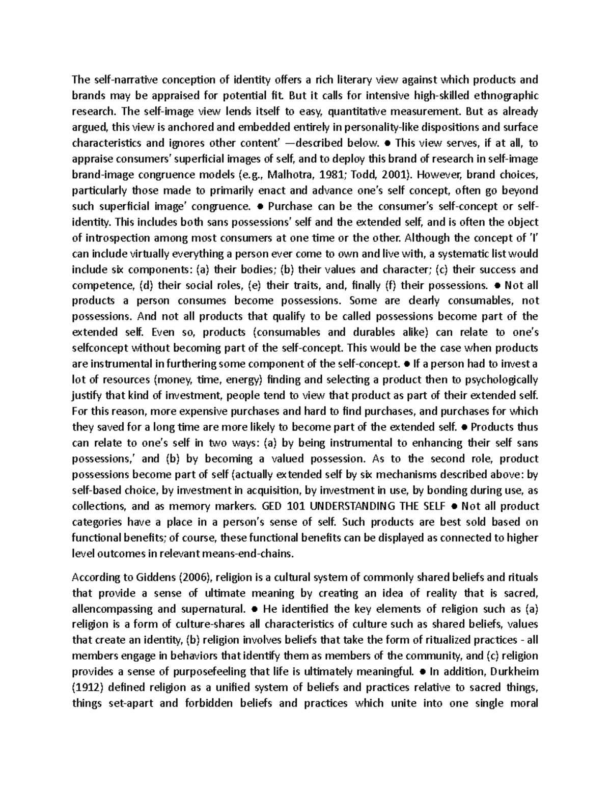 GED 101 Lectures 14 - The self-narrative conception of identity offers ...