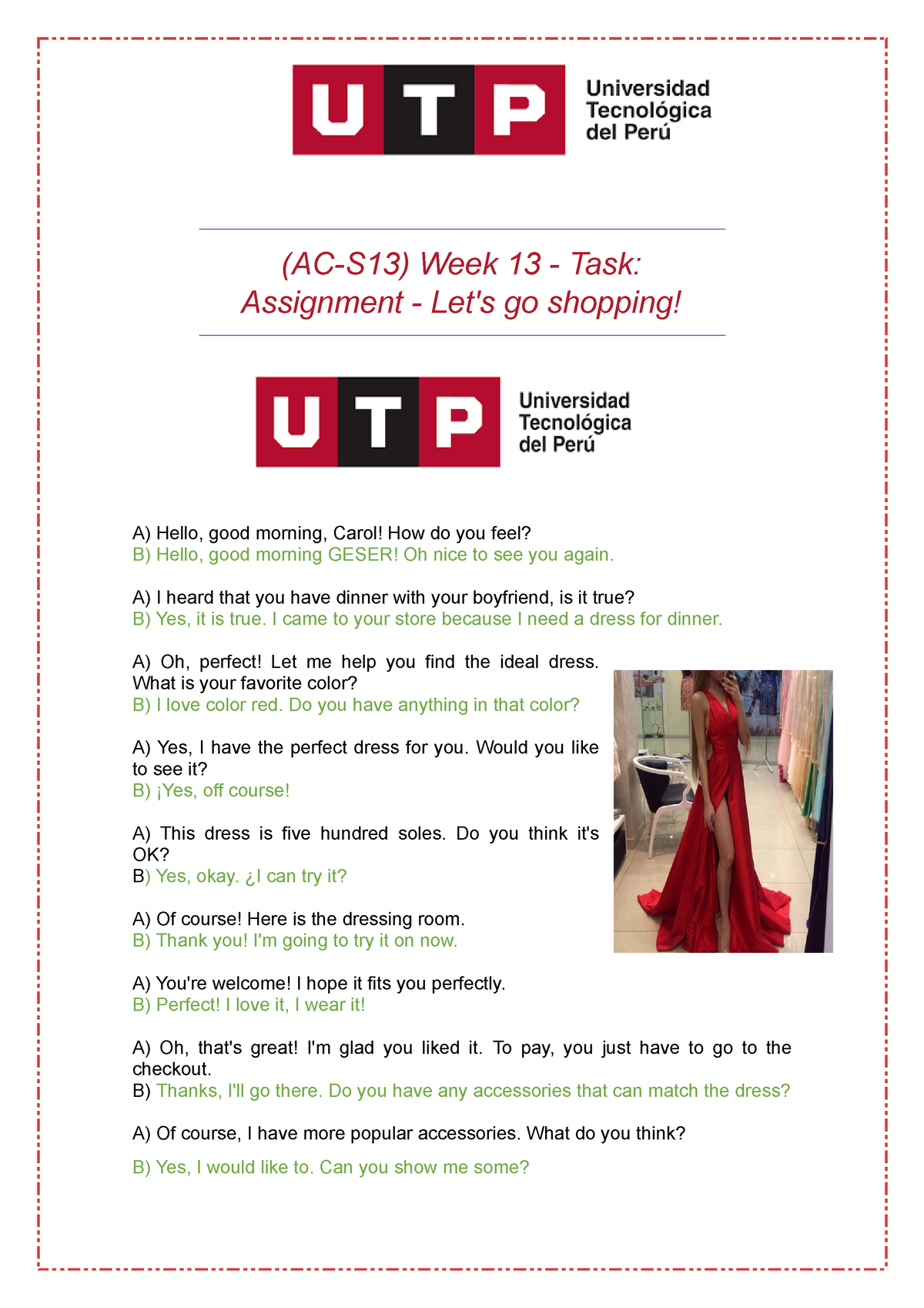 (AC-13) INGLES II - (AC-S13) Week 13 - Task: Assignment - Let's Go ...