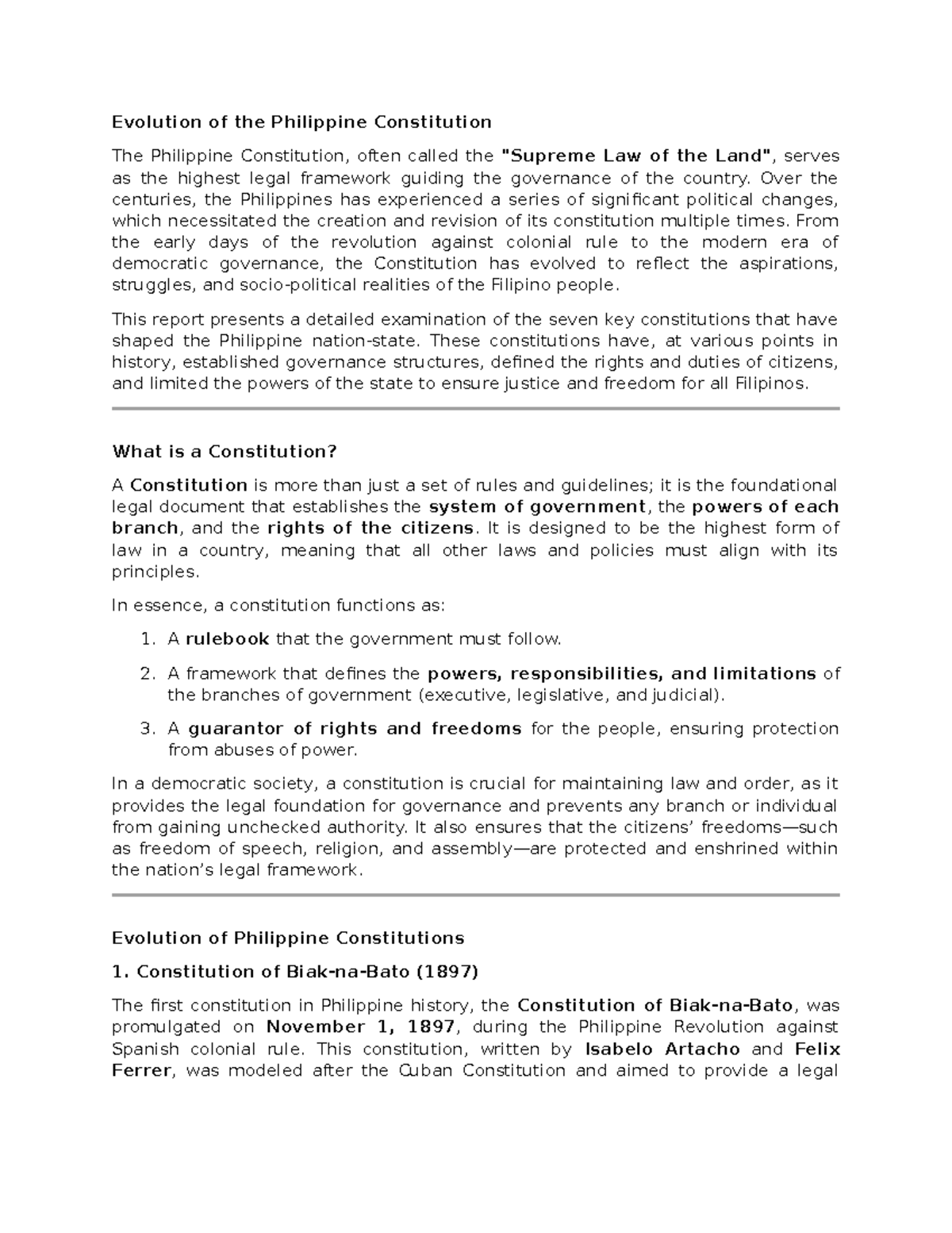 Evolution of the Philippine Constitution - Over the centuries, the ...