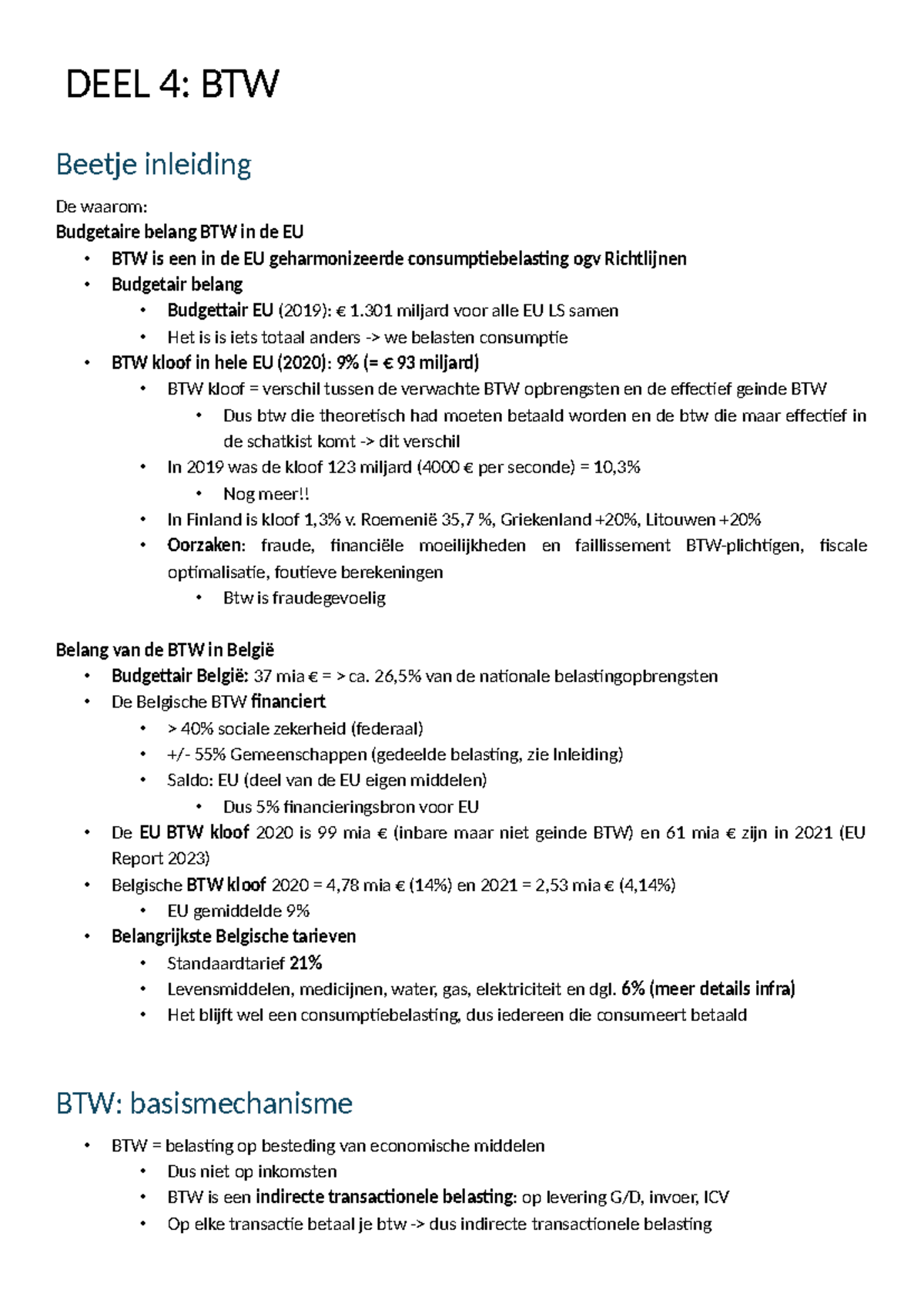 DEEL 4 nota's fiscaal - nota's over de lessen btw - DEEL 4: BTW Beetje ...